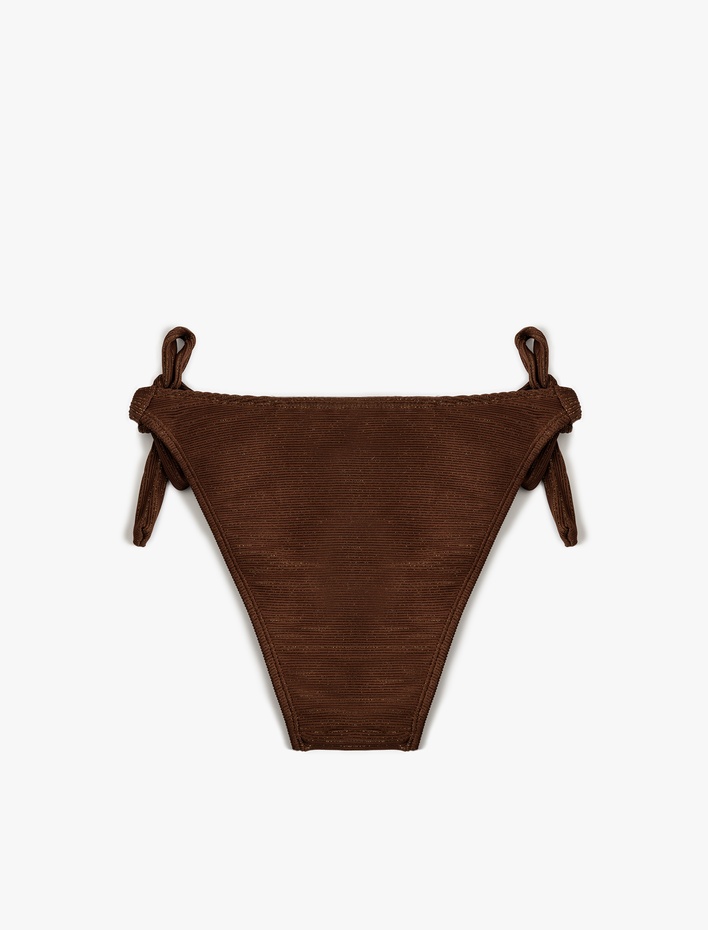  Parıltılı Yanları Bağlamalı Dokulu Bikini Altı