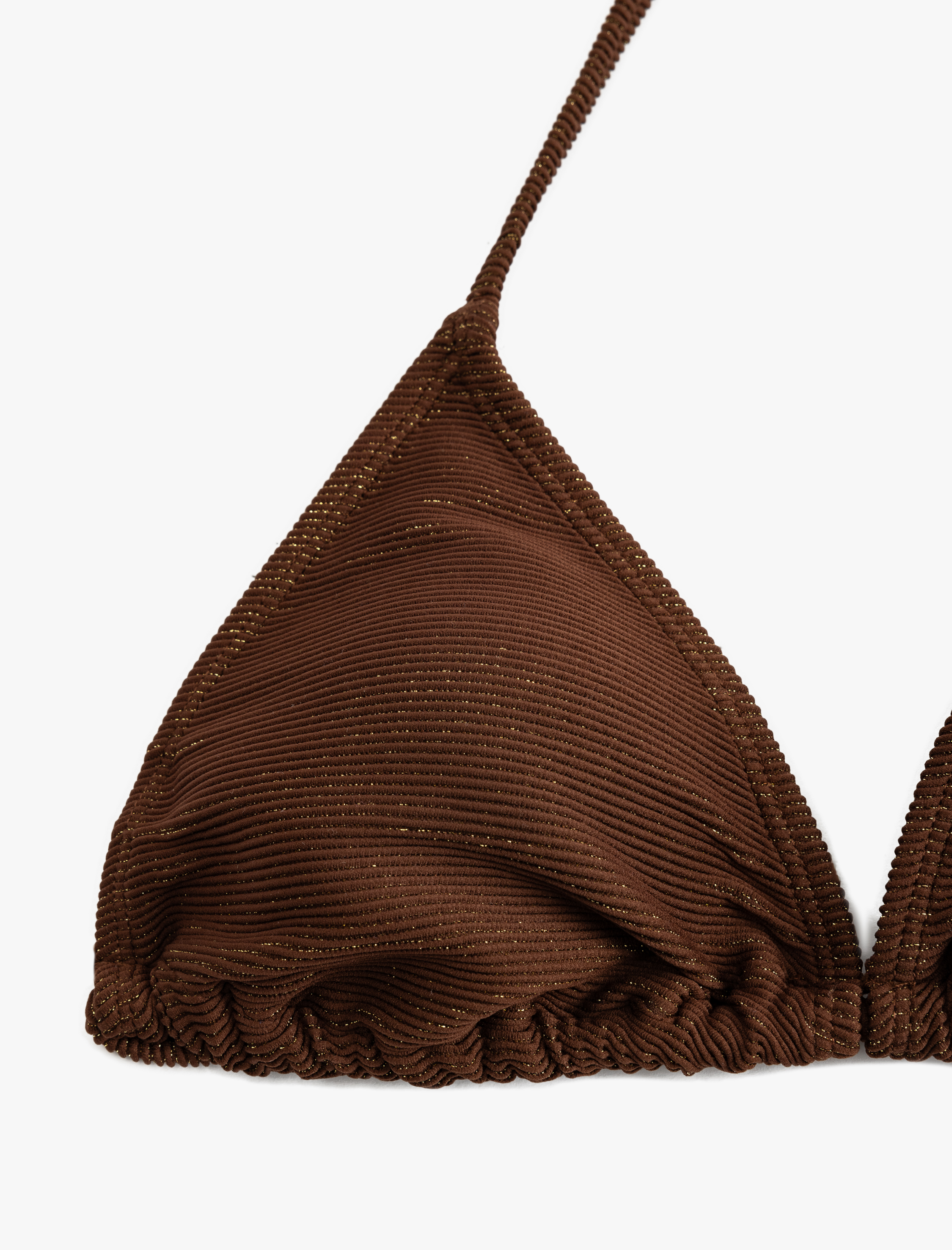   Parıltılı Hafif Destekli Boyundan Bağlamalı Üçgen Bikini Üstü