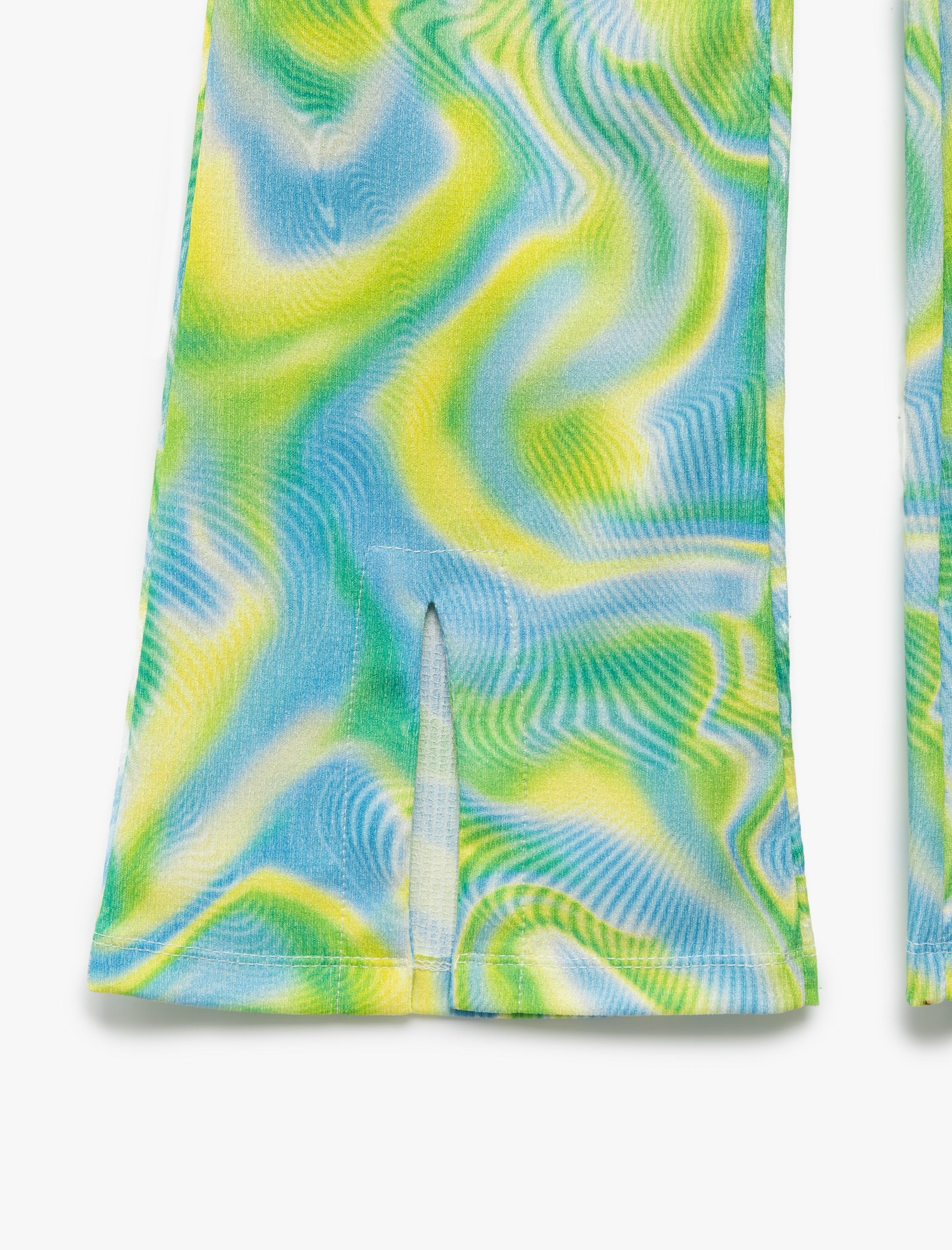  Kız Çocuk Beli Lastikli Desenli İspanyol Paça Pantolon