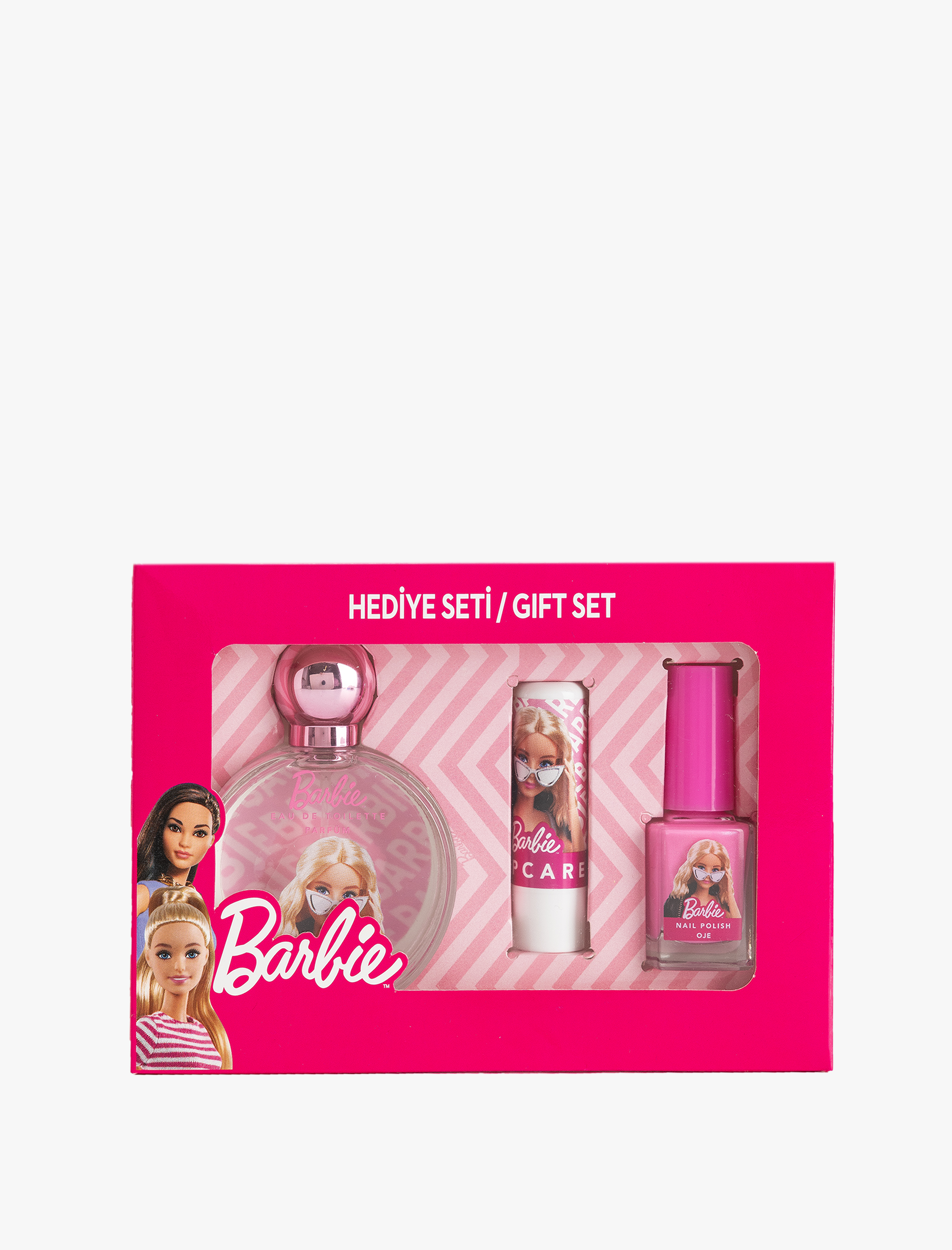  Kadın Barbie Hediye Seti Parfüm Oje ve Dudak Nemlendirici 3'lü Lisanslı