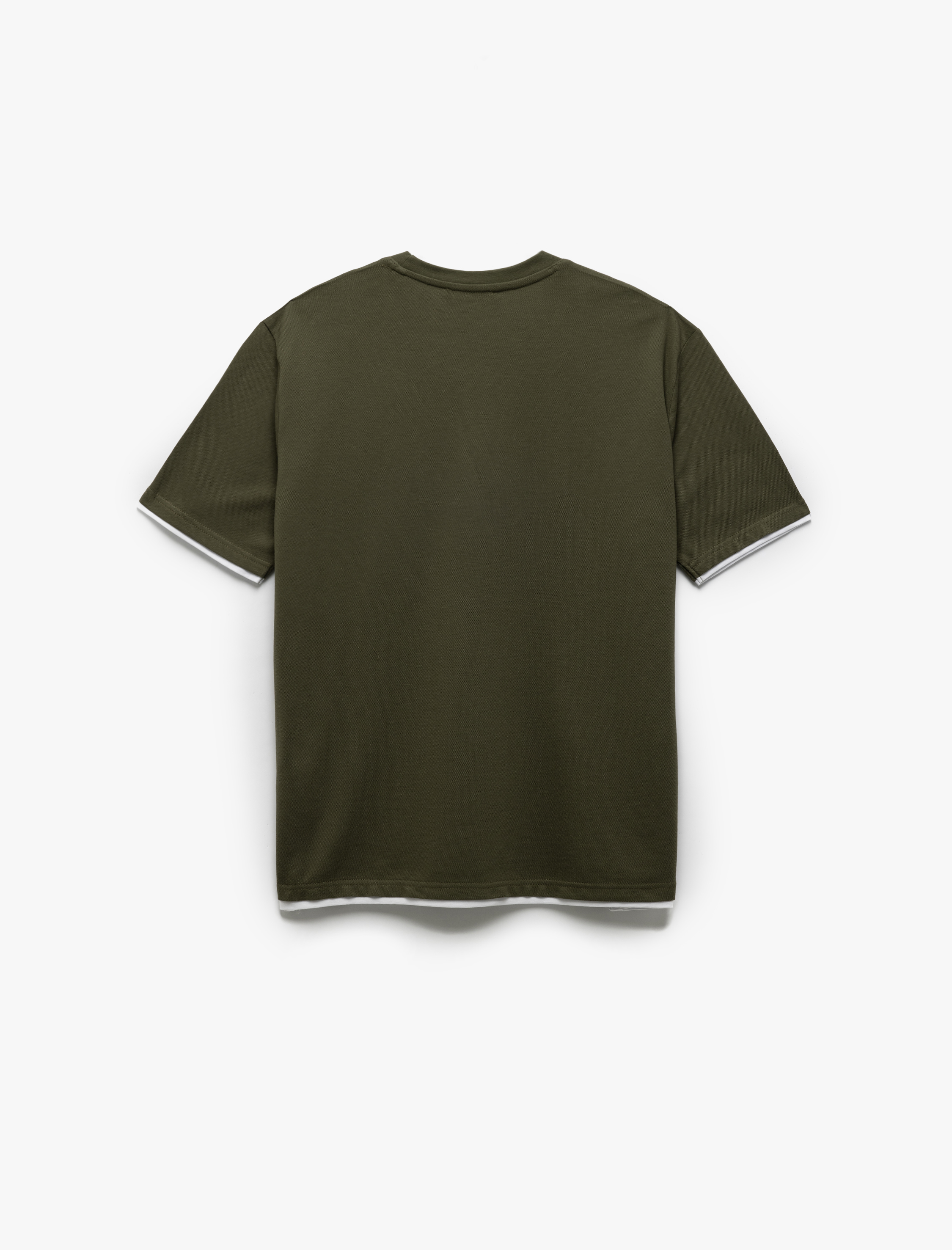   Bisiklet Yaka Regular Fit Renk Kontrast Detaylı Pike Kumaş Pamuklu Kısa Kollu Tişört