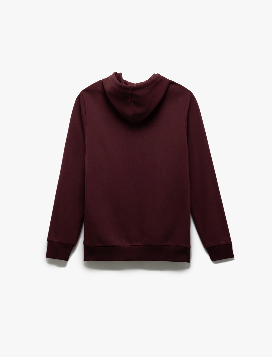   Reglan Kollu Pamuk Karışımlı Şardonlu Dikiş Detaylı Basic Kapşonlu Sweatshirt