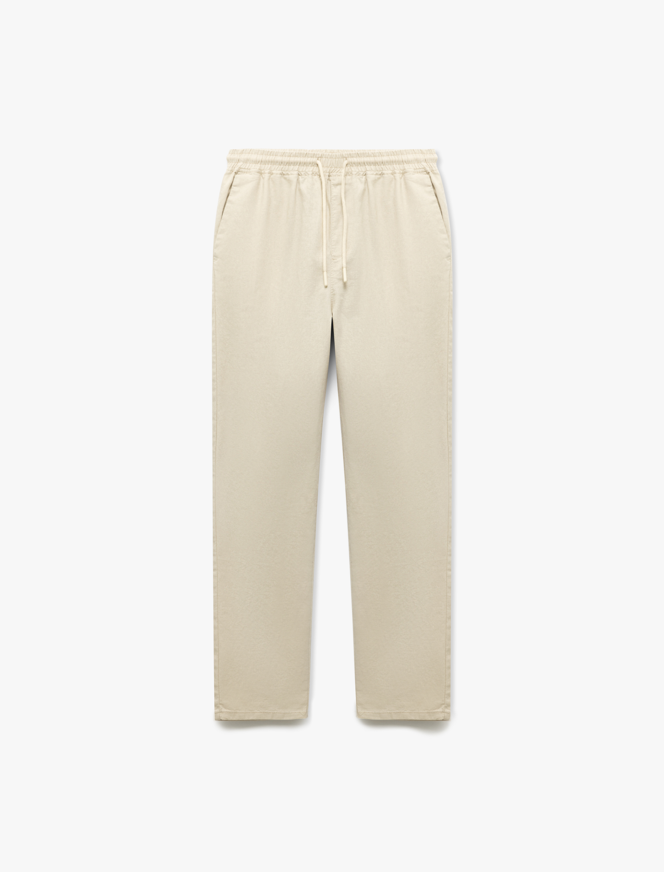   Keten Pamuk Karışımlı Beli Bağcıklı Chino Pantolon