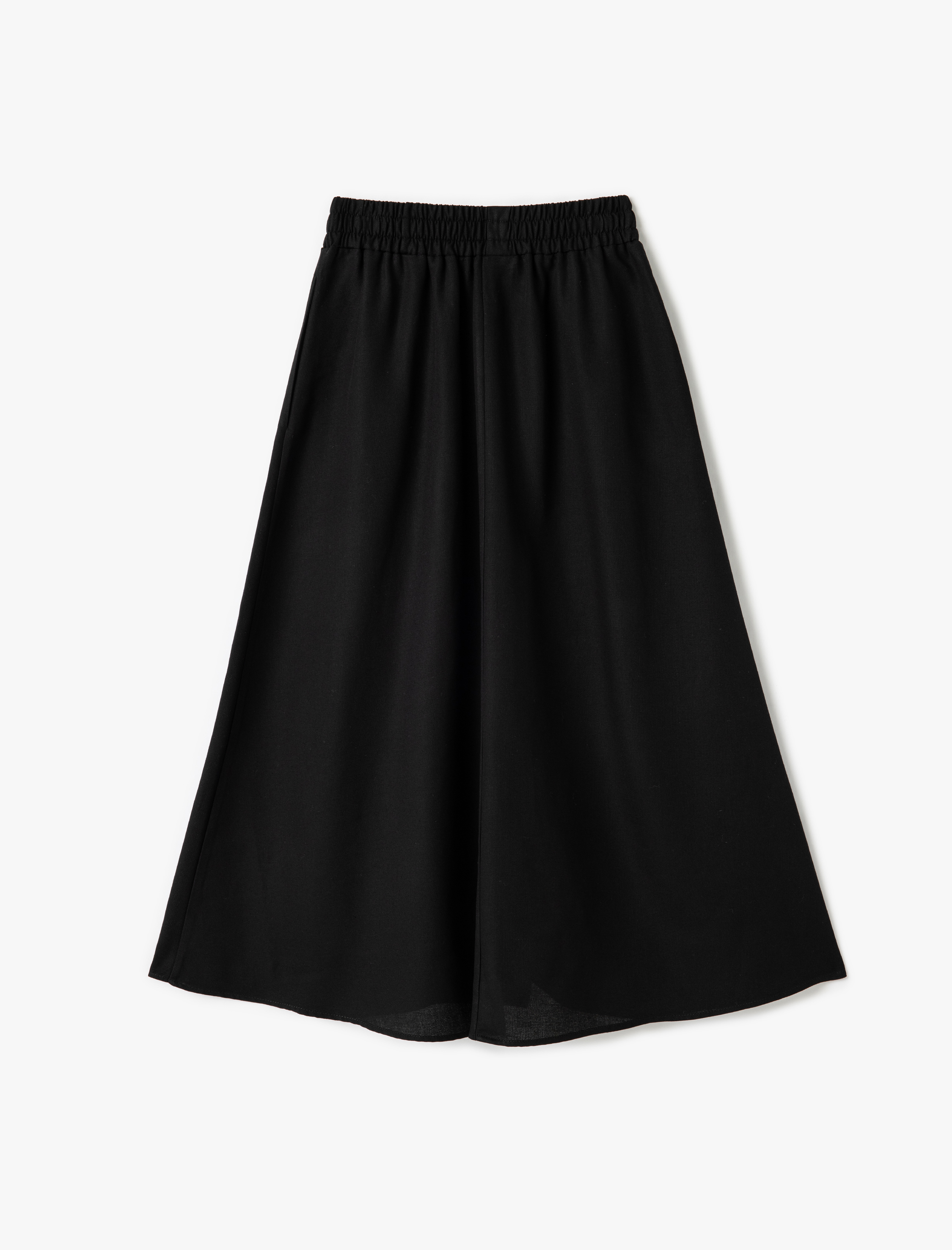   Rahat Kalıp Viskon-Keten Karışımlı Cepli Uzun Kloş Etek