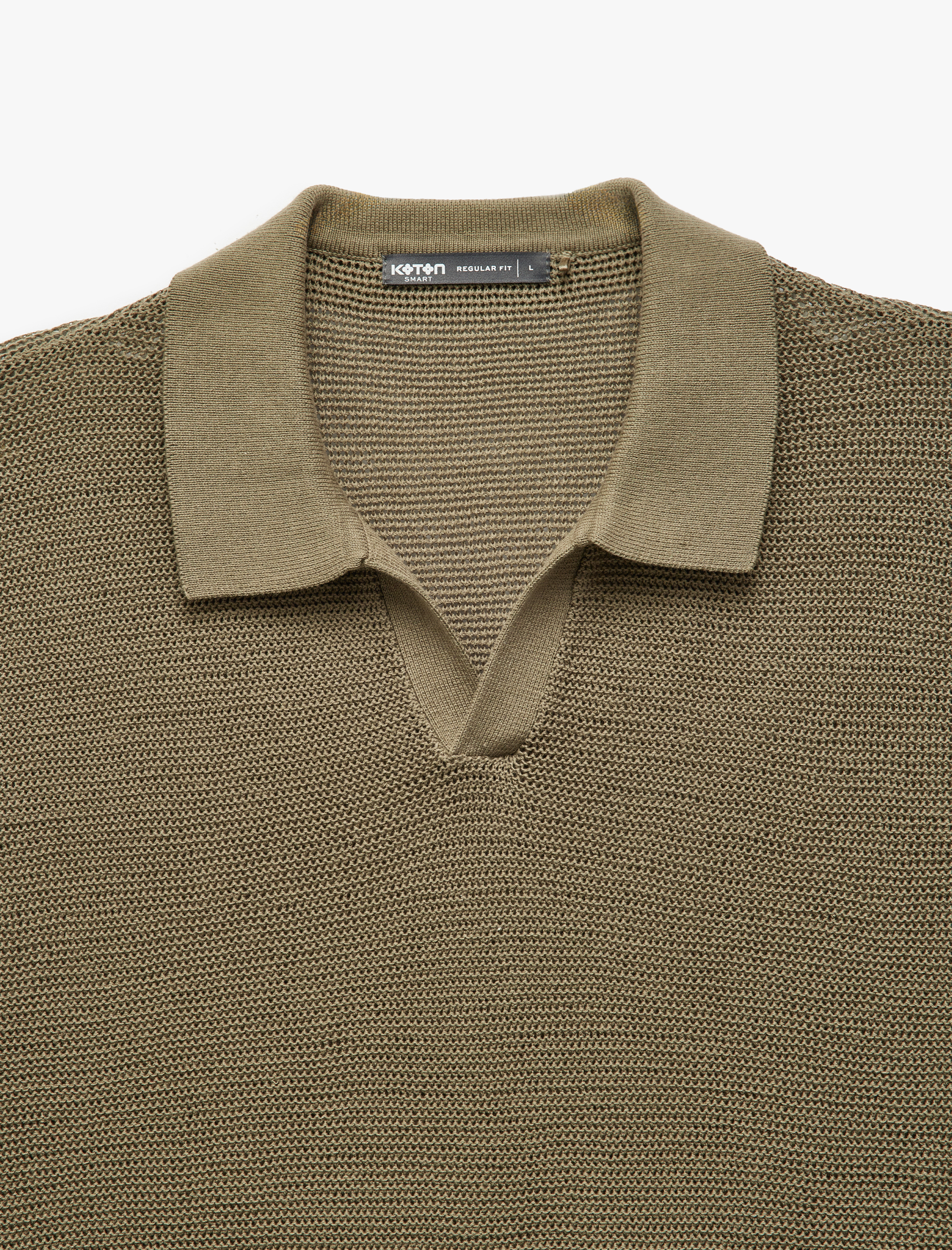   V Yaka Polo Pamuklu Kısa Kollu Triko Tişört