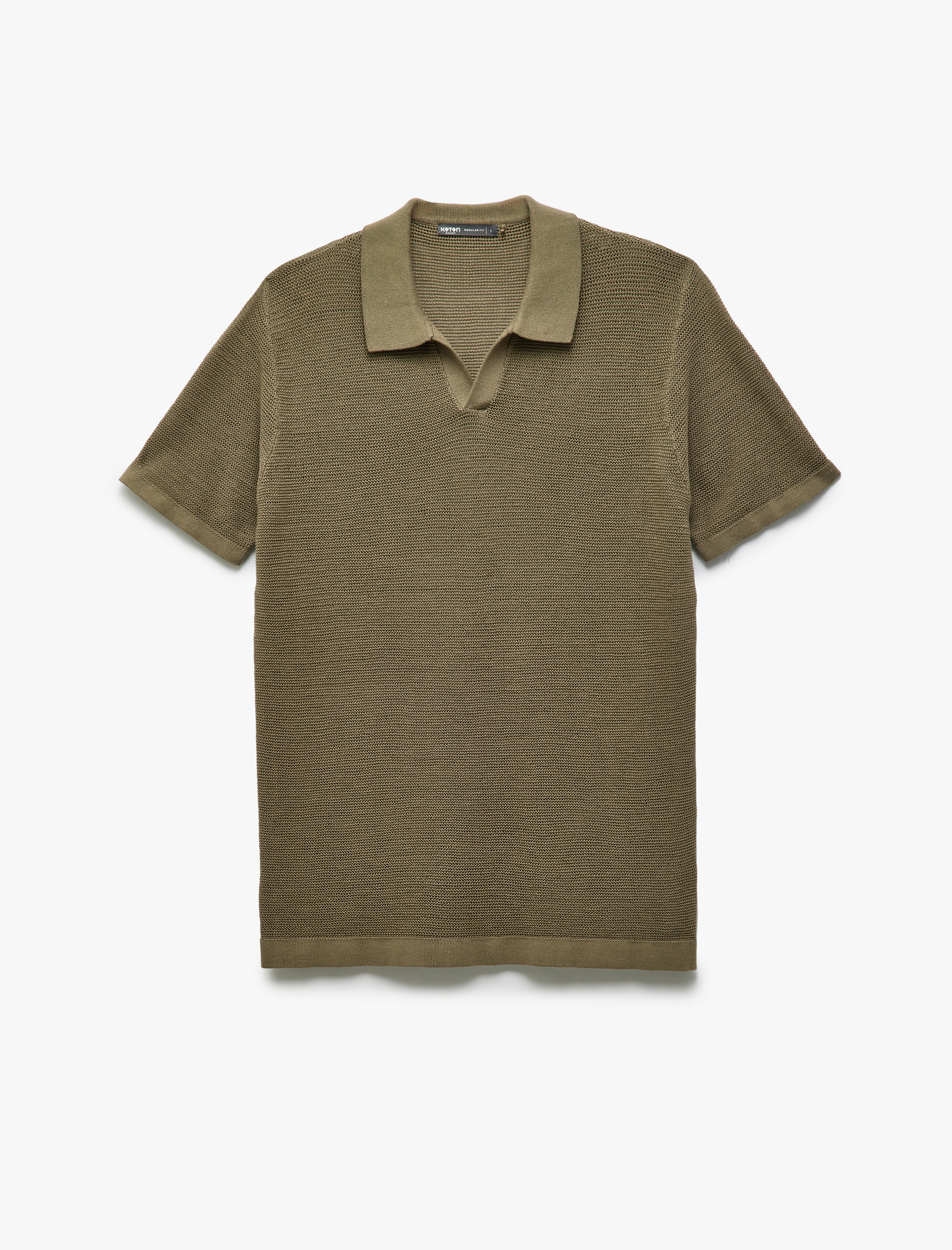   V Yaka Polo Pamuklu Kısa Kollu Triko Tişört