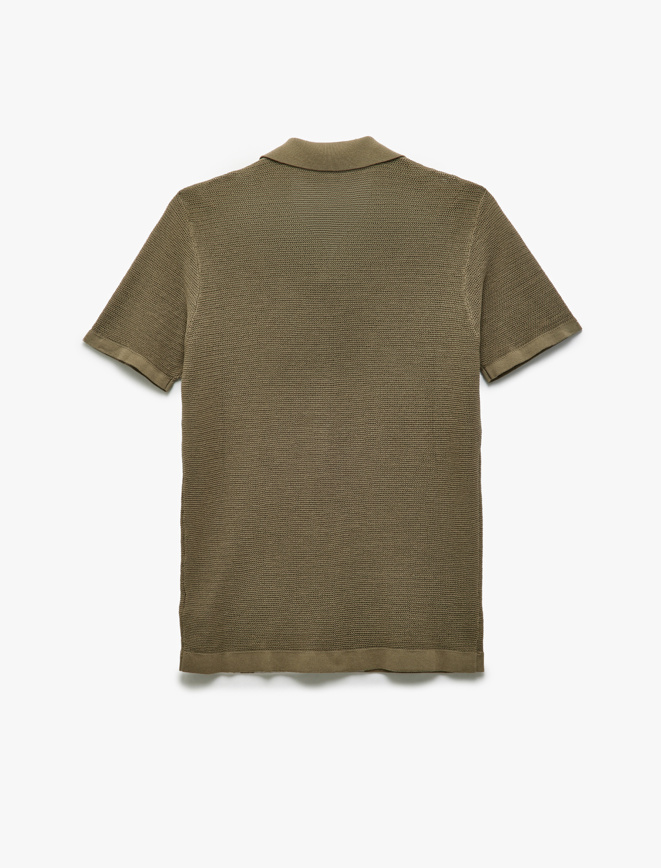   V Yaka Polo Pamuklu Kısa Kollu Triko Tişört