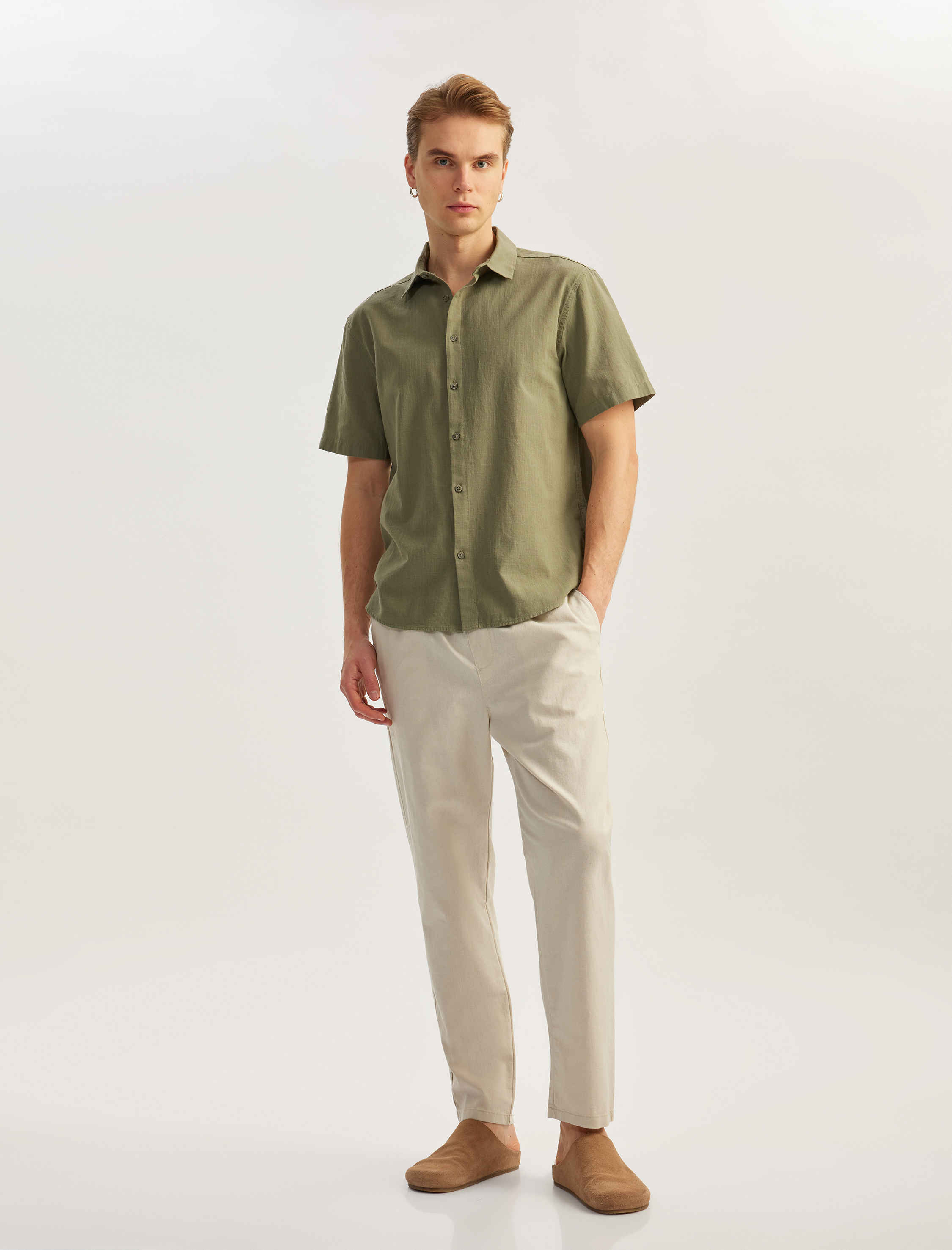   Kısa Kollu Pamuklu Regular Fit Klasik Gömlek