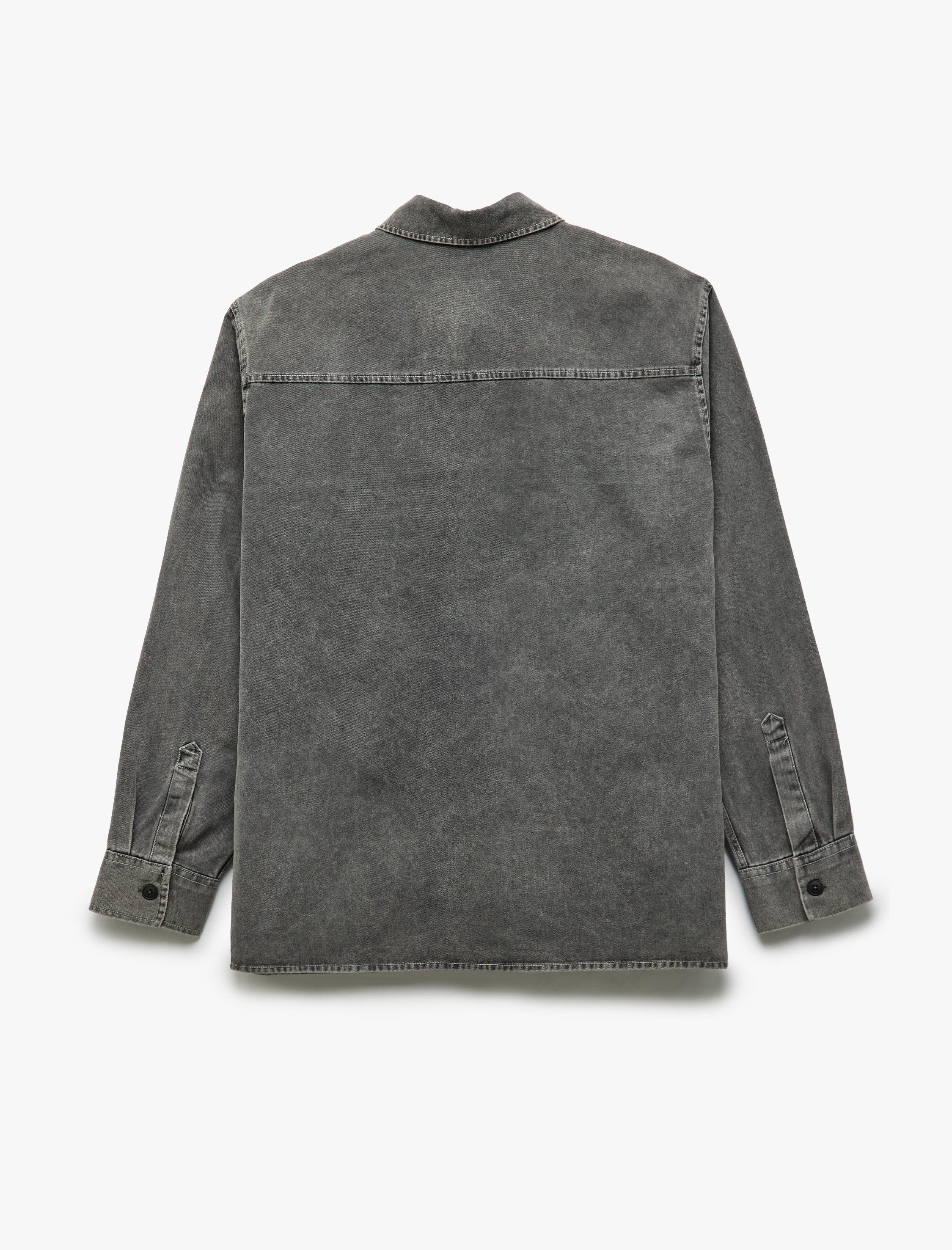   Pamuklu Düğmeli Regular Fit Yıkamalı Klasik Yaka Cep Detaylı Uzun Kollu Gömlek