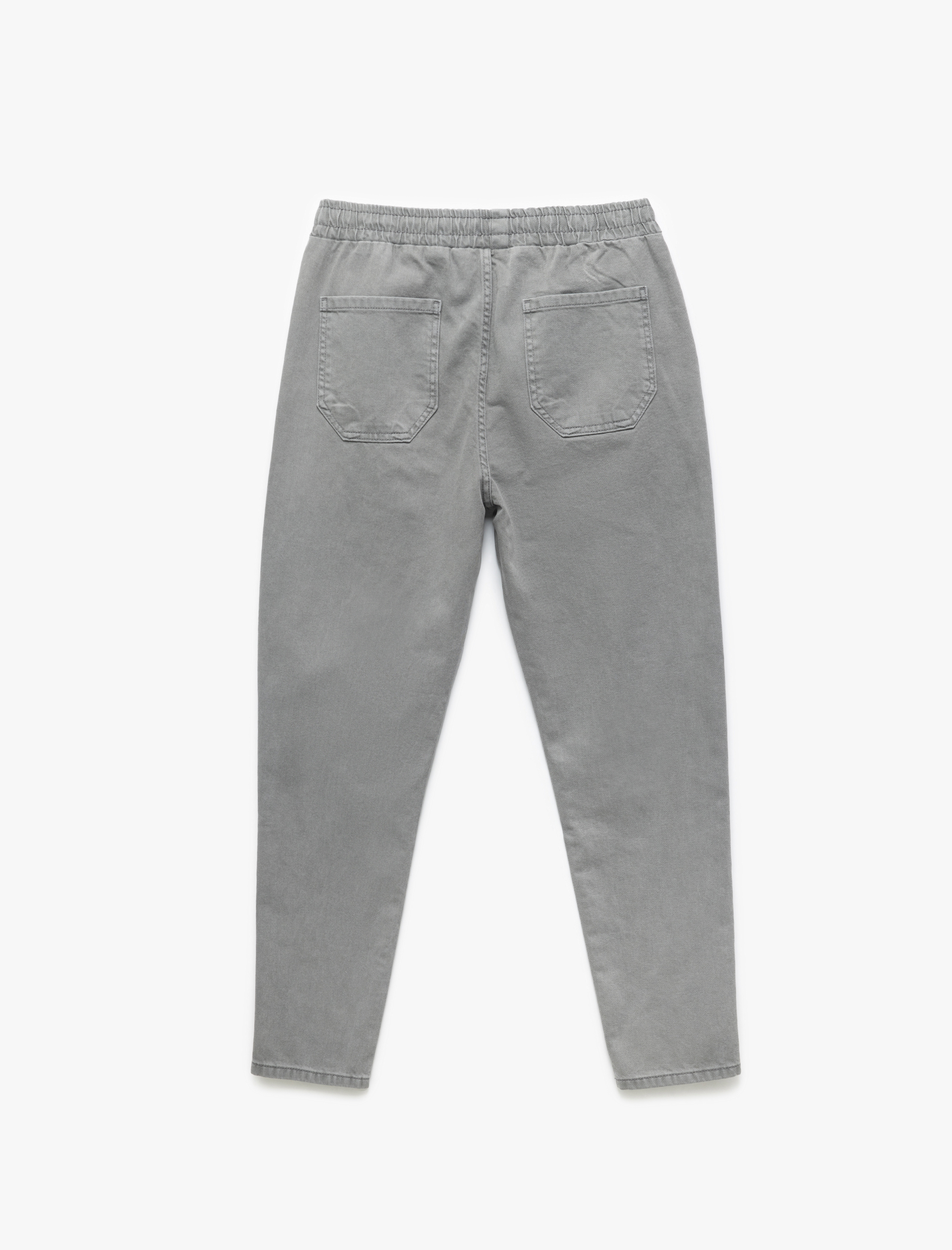 Straight Fit Cep Detaylı Pamuklu Beli Bağcıklı Pantolon