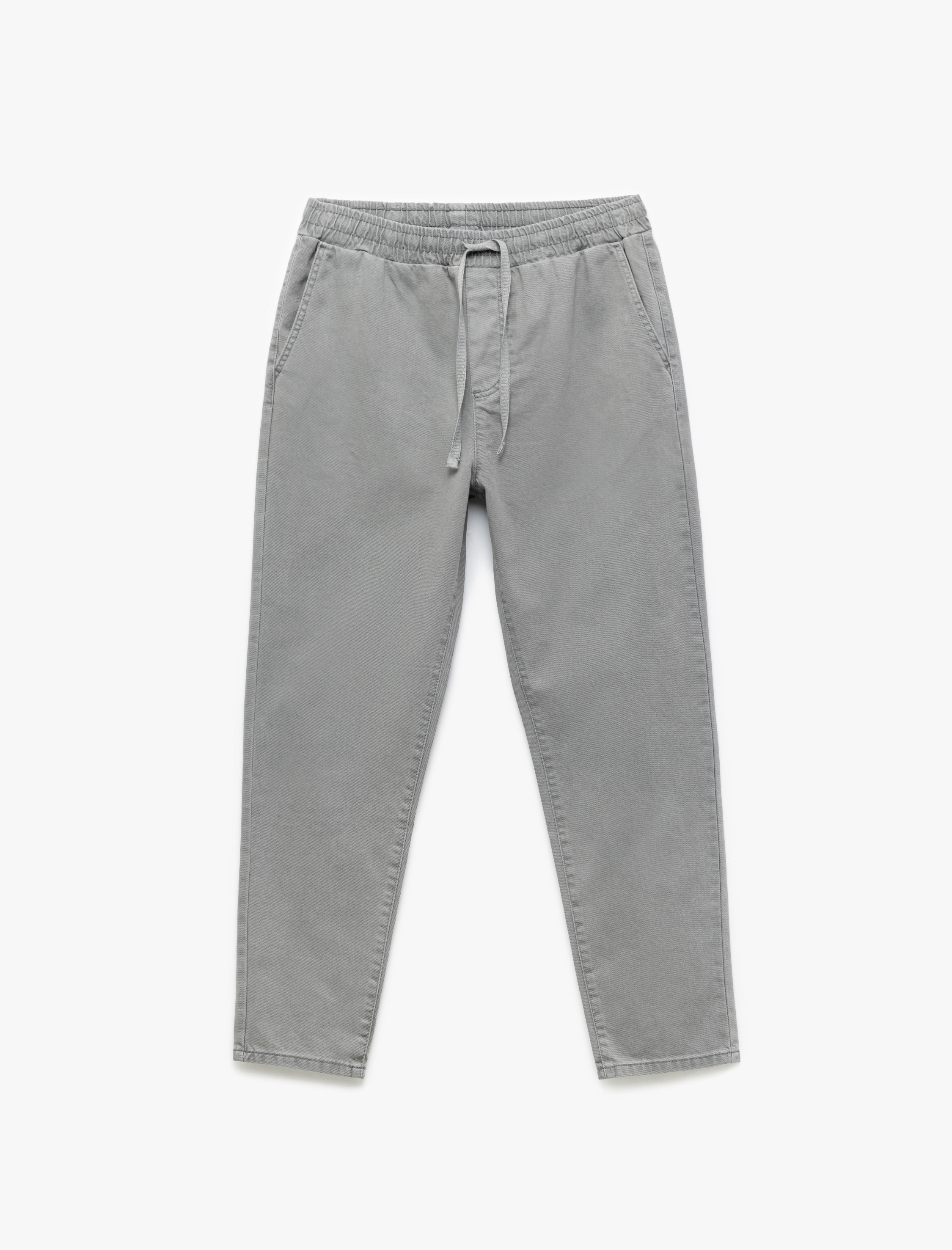 Straight Fit Cep Detaylı Pamuklu Beli Bağcıklı Pantolon