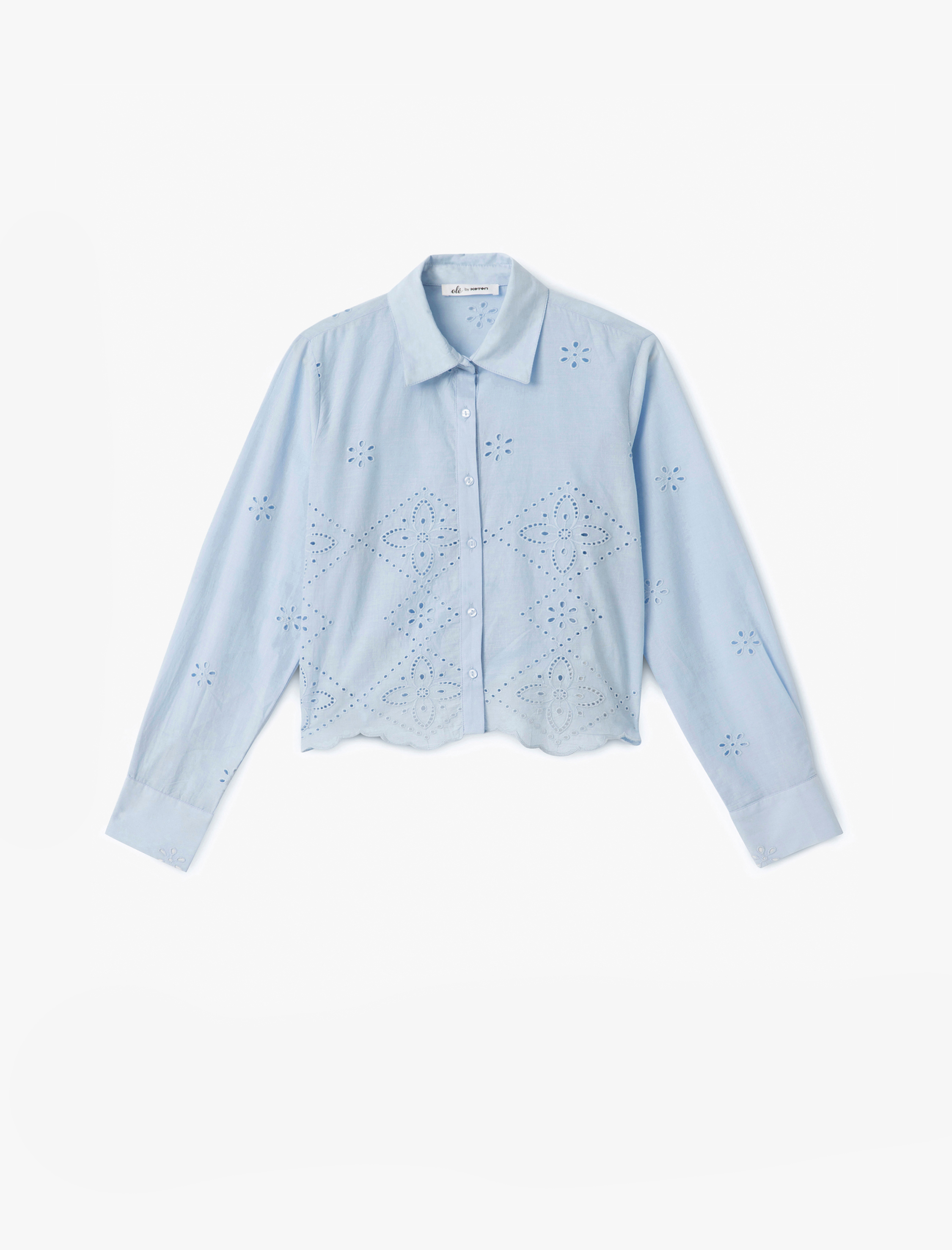   Düğmeli Fisto Detaylı Uzun Kollu Klasik Yaka Gömlek