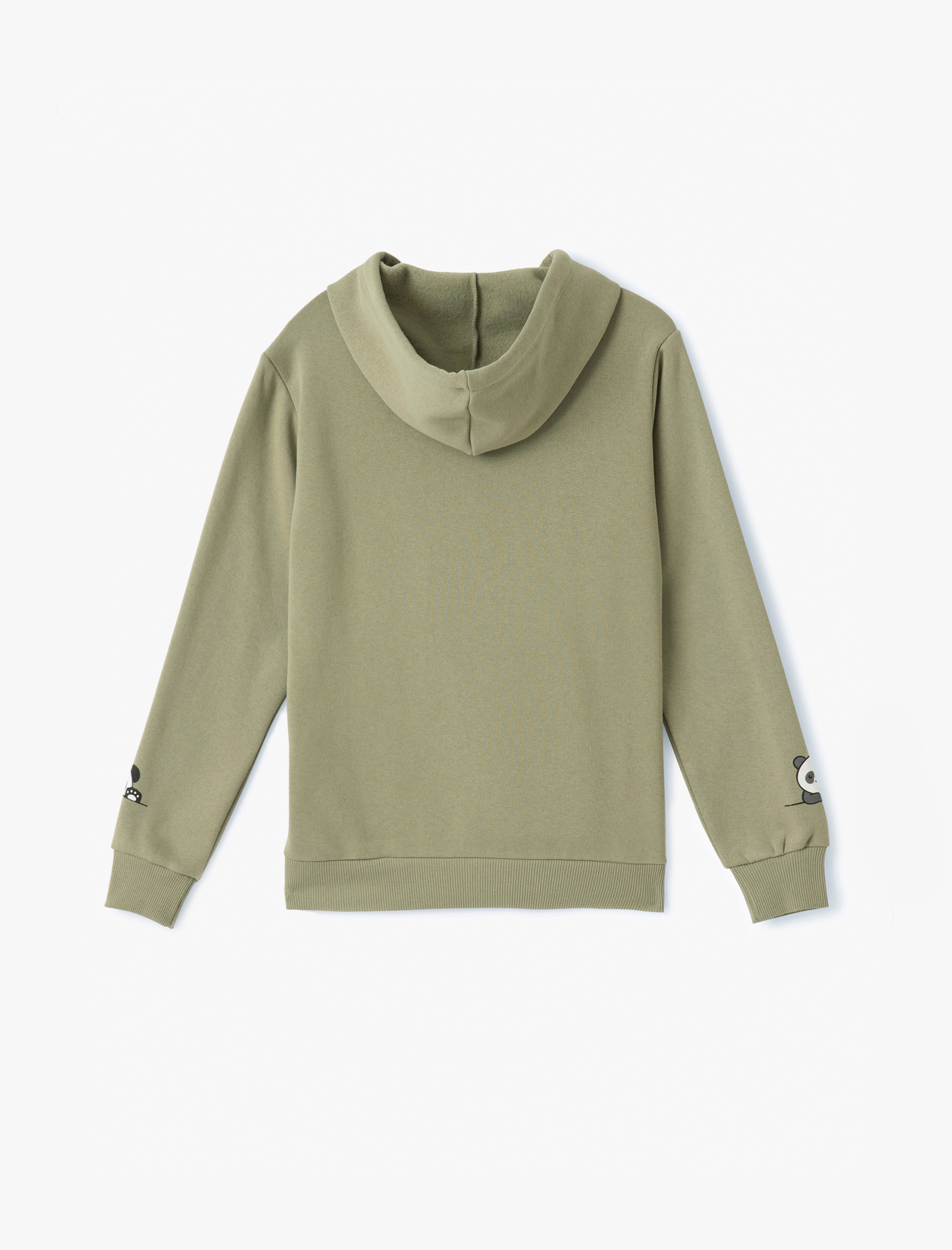   Panda Baskılı Kapüşonlu Kanguru Cepli Şardonlu Oversize Sweatshirt