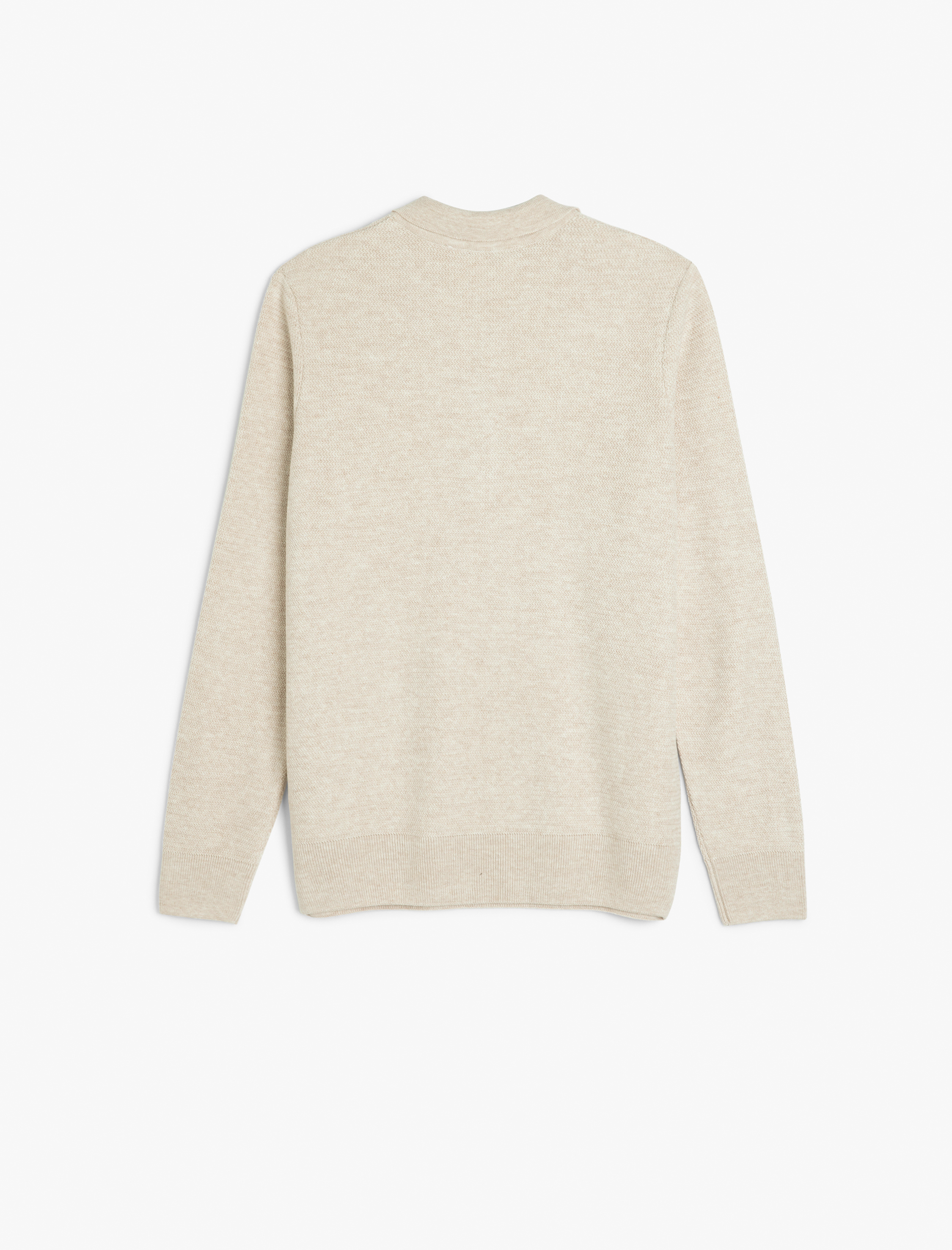   Uzun Kollu Polo Yaka Yarım Fermuarlı Kışlık Triko Kazak