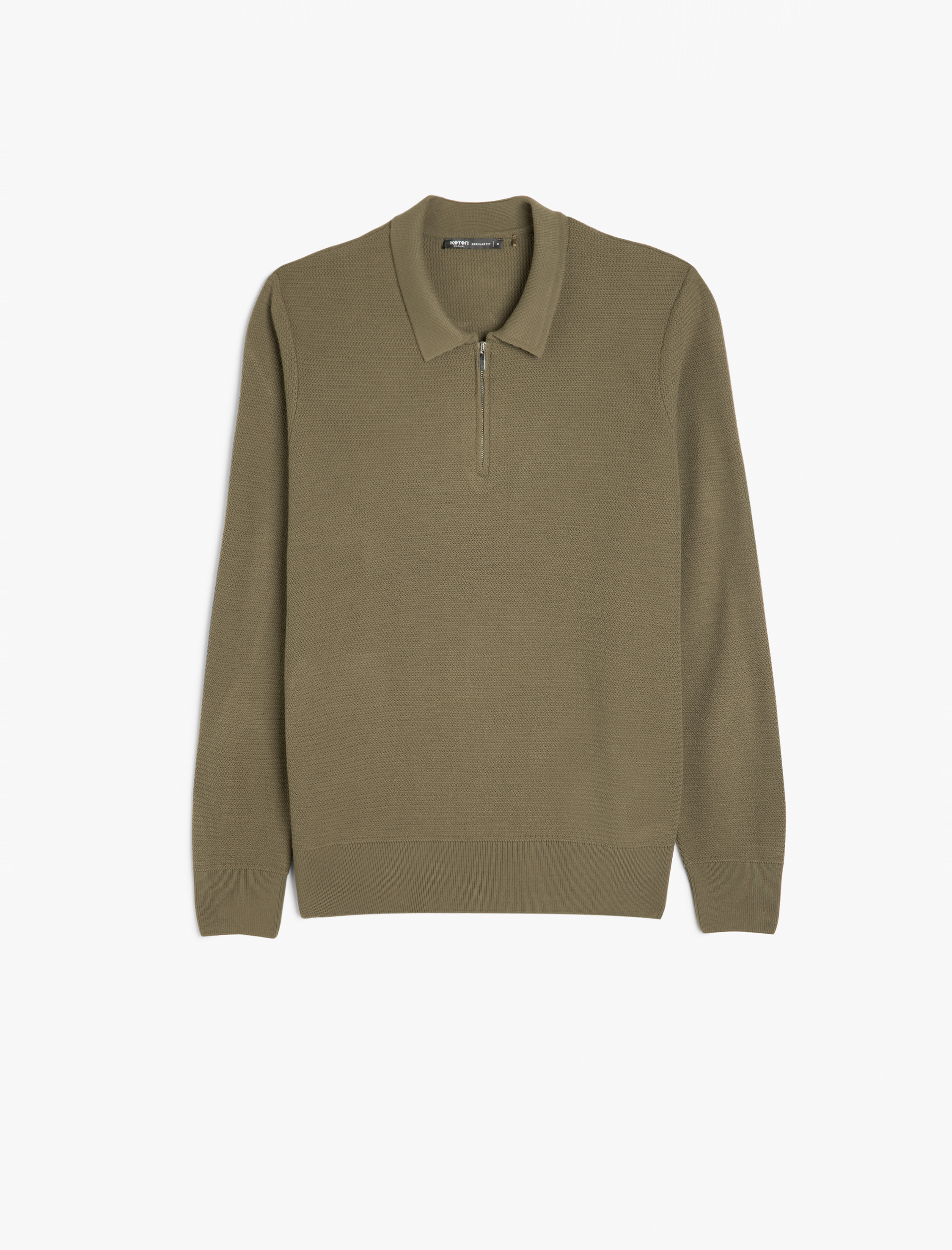   Uzun Kollu Polo Yaka Yarım Fermuarlı Kışlık Triko Kazak