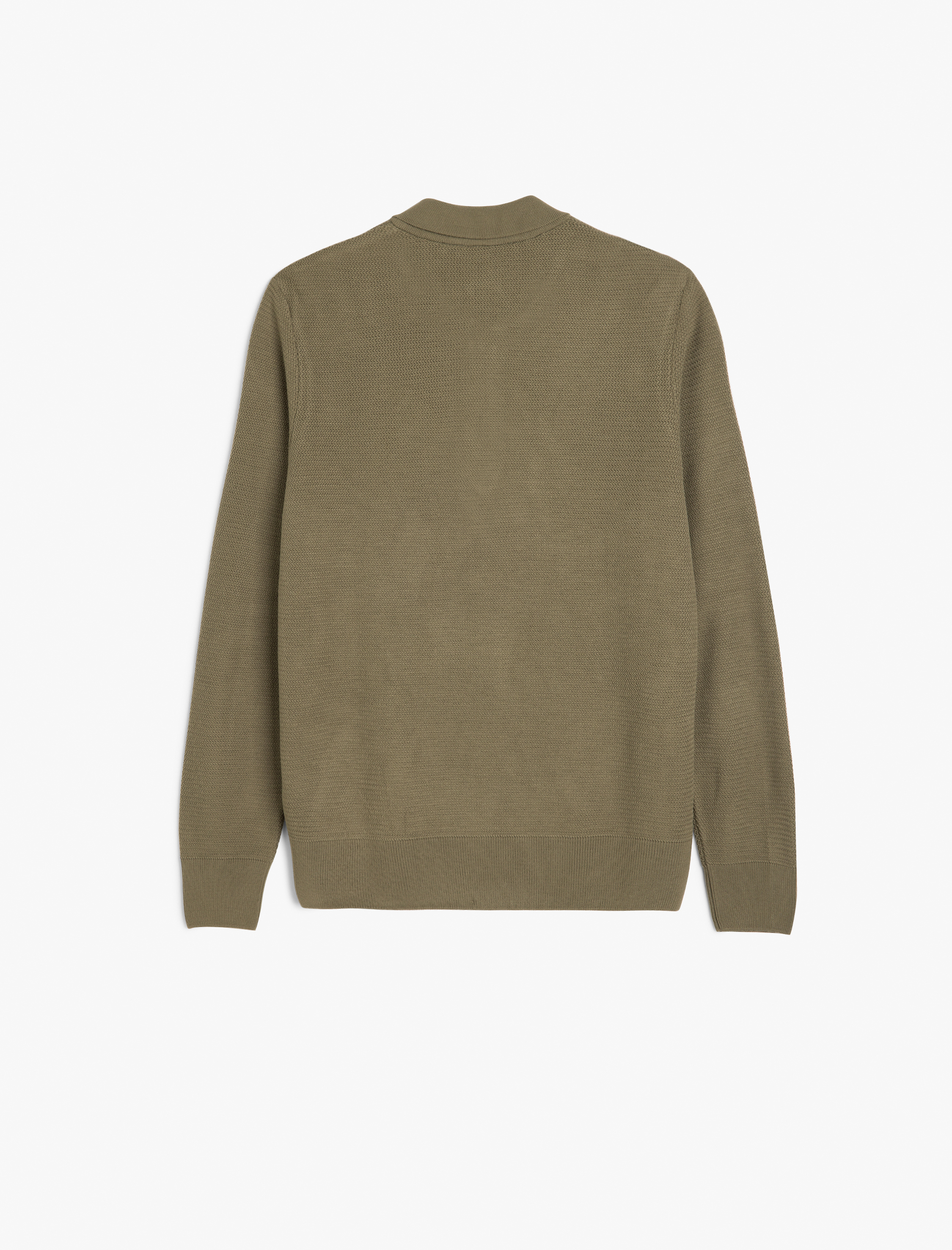   Uzun Kollu Polo Yaka Yarım Fermuarlı Kışlık Triko Kazak