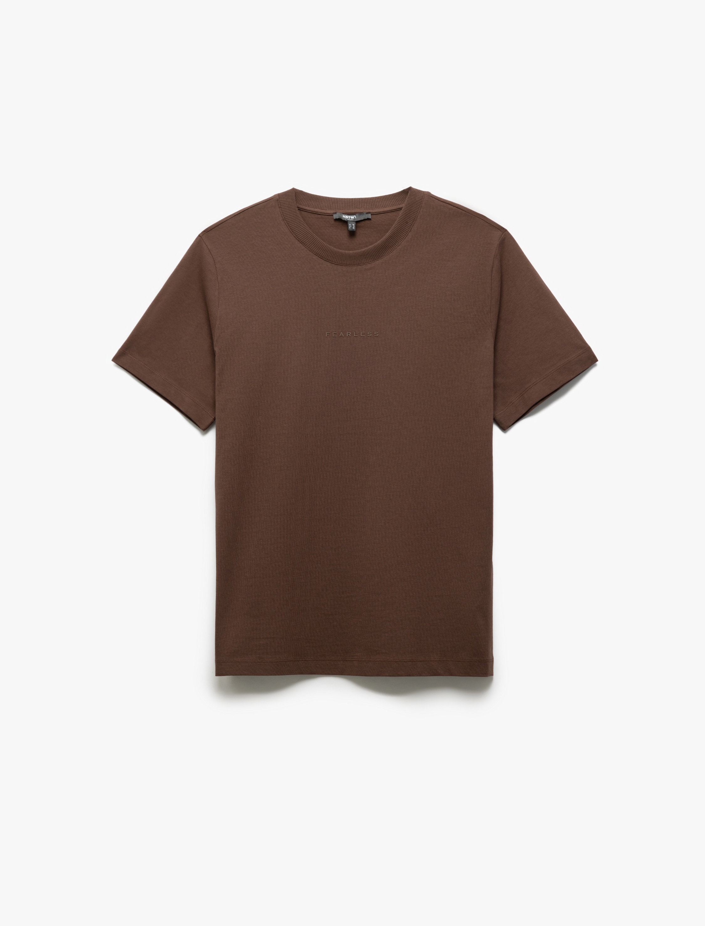   Bisiklet Yaka Kısa Kollu Regular Fit Slogan Baskılı Pamuklu Basic Tişört