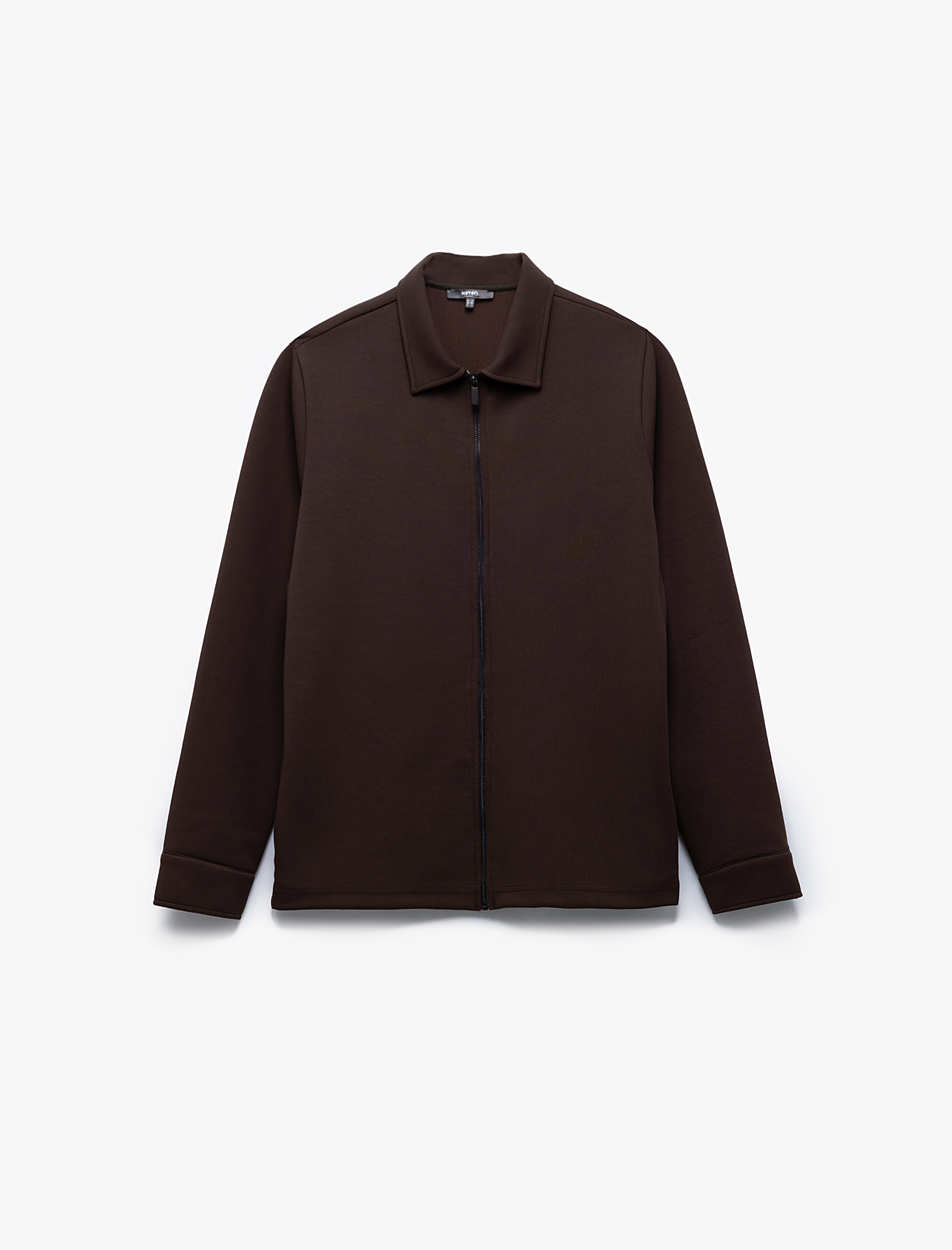   Uzun Kollu Pamuk Karışımlı Fermuarlı Hırka