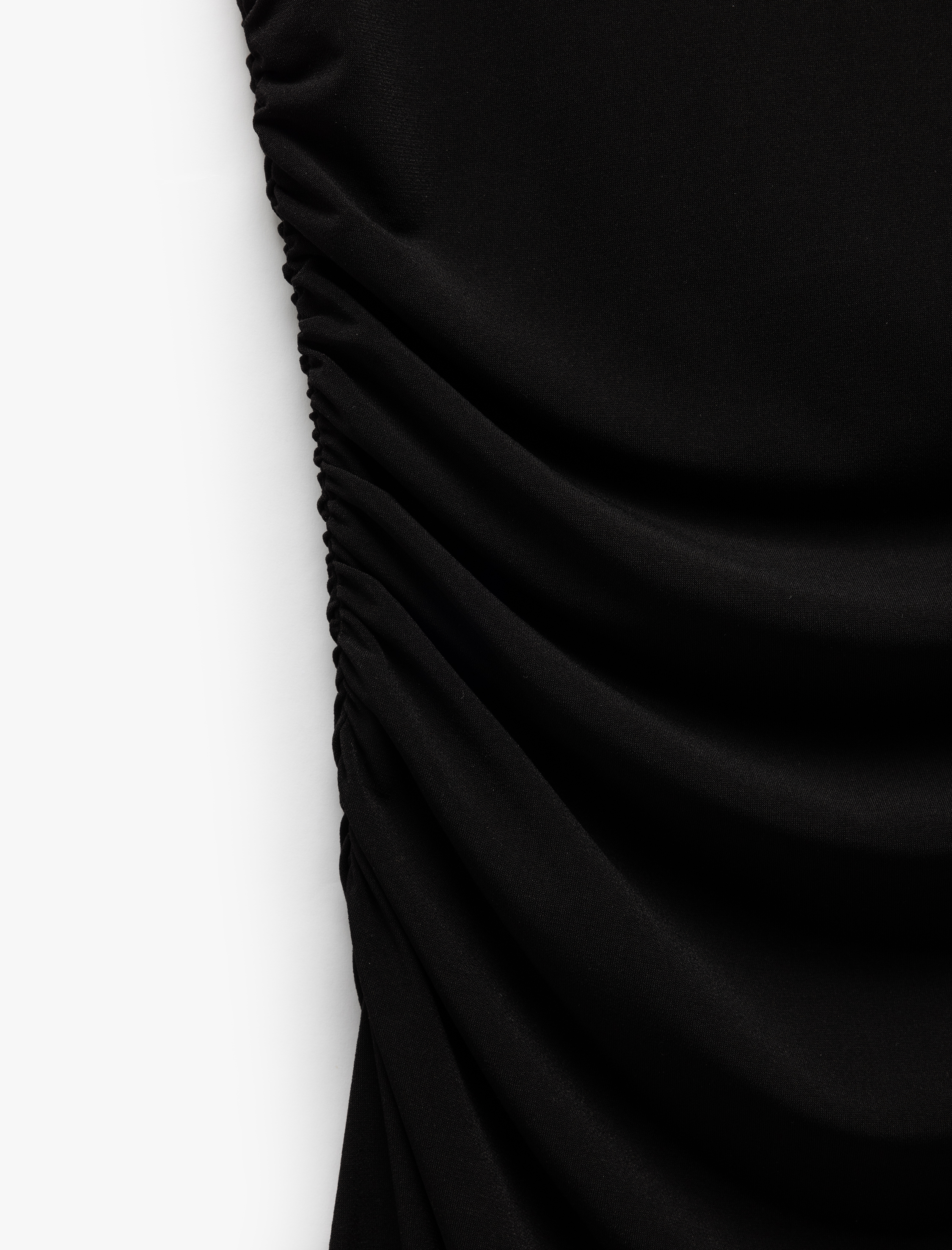 Hafif Dik Yaka Kolsuz Drapeli Slim Fit Midi Kalem Elbise
