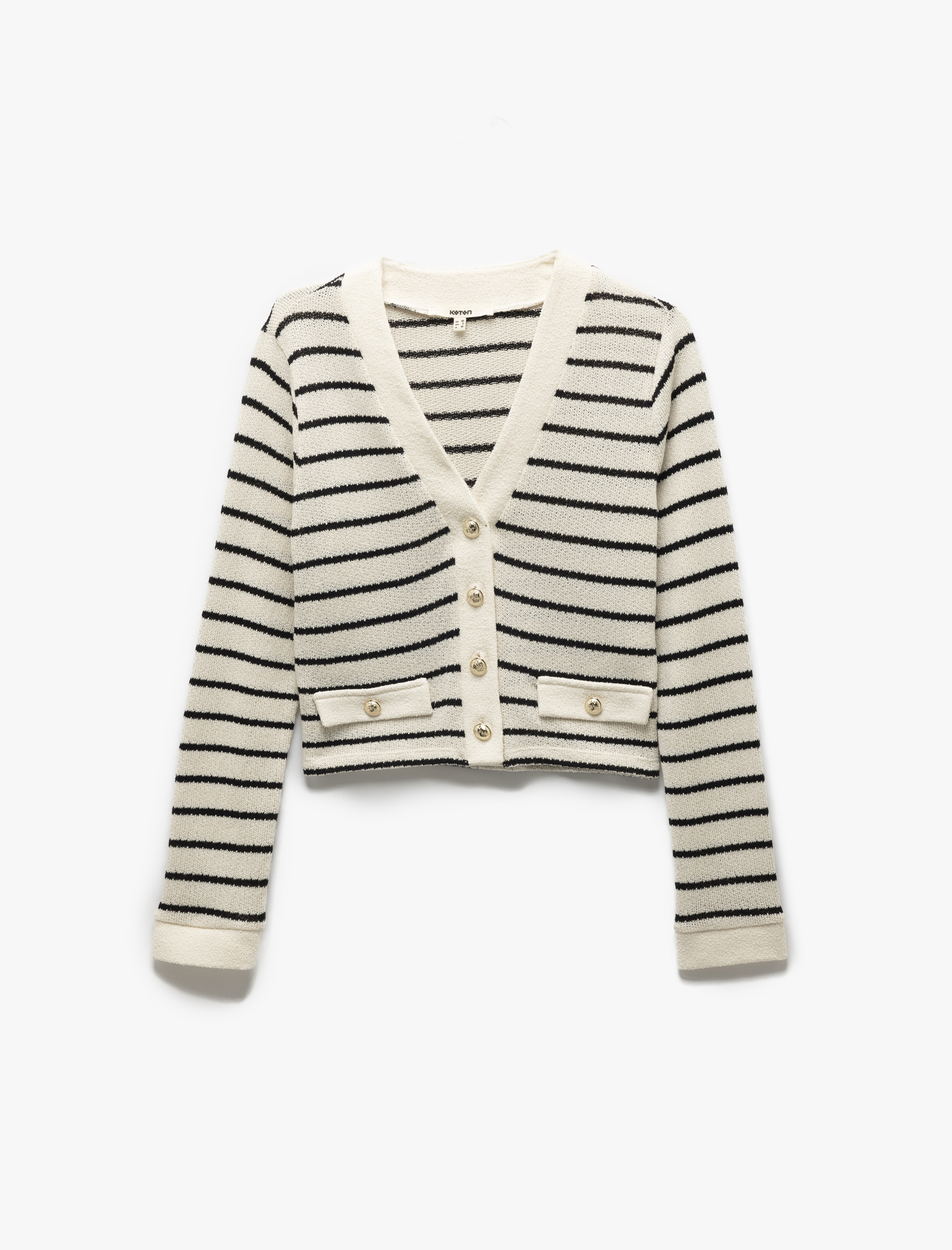 Aplike Detaylı Uzun Kollu V Yaka Triko Hırka