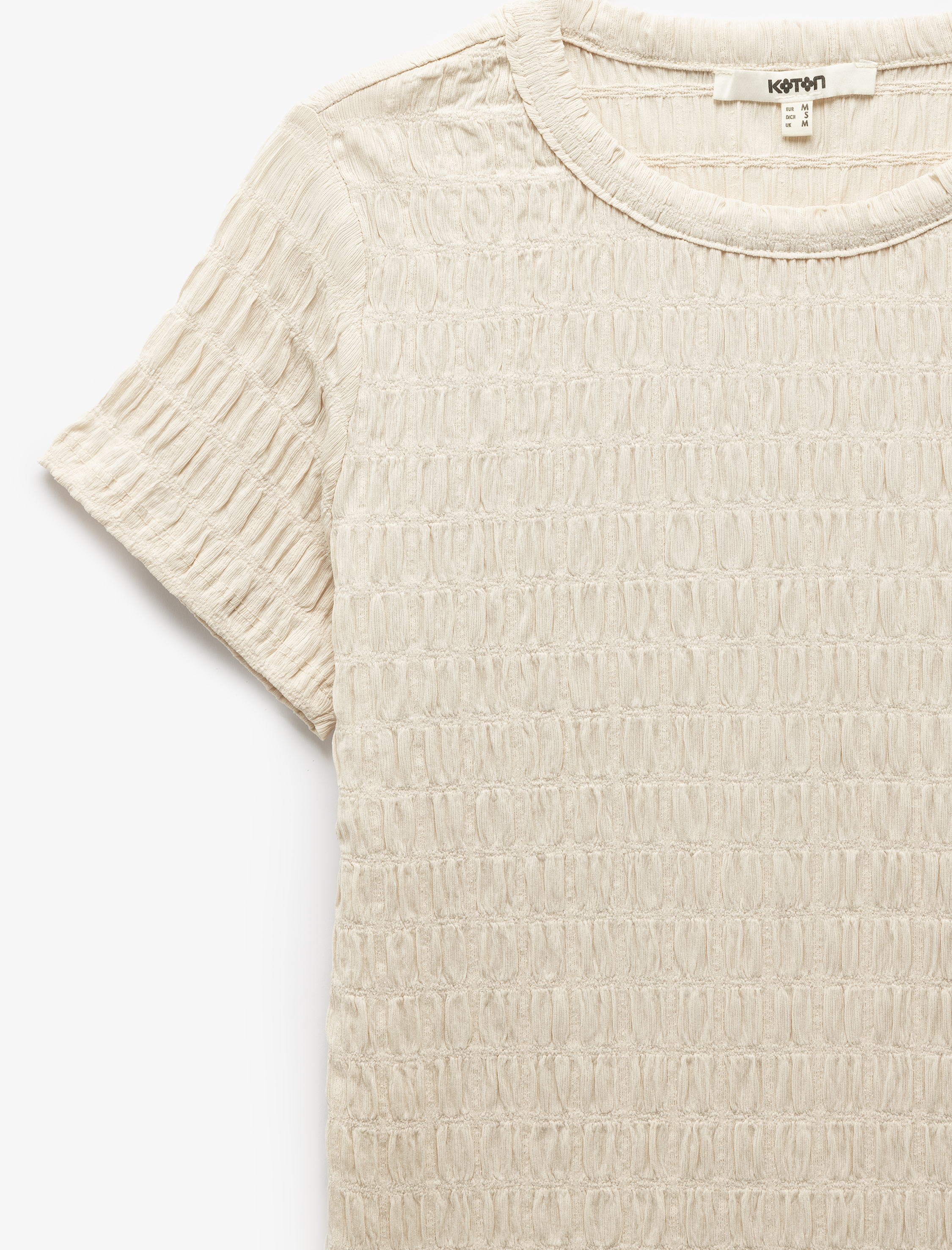 Slim Fit Kısa Kollu Bisiklet Yaka Dokulu Tişört