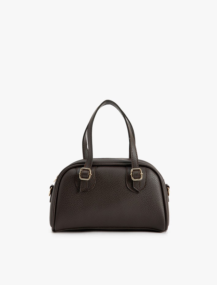 Kadın Suni Deri Fermuarlı Saplı Askılı Metal Aksesuarlı Omuz Çantası