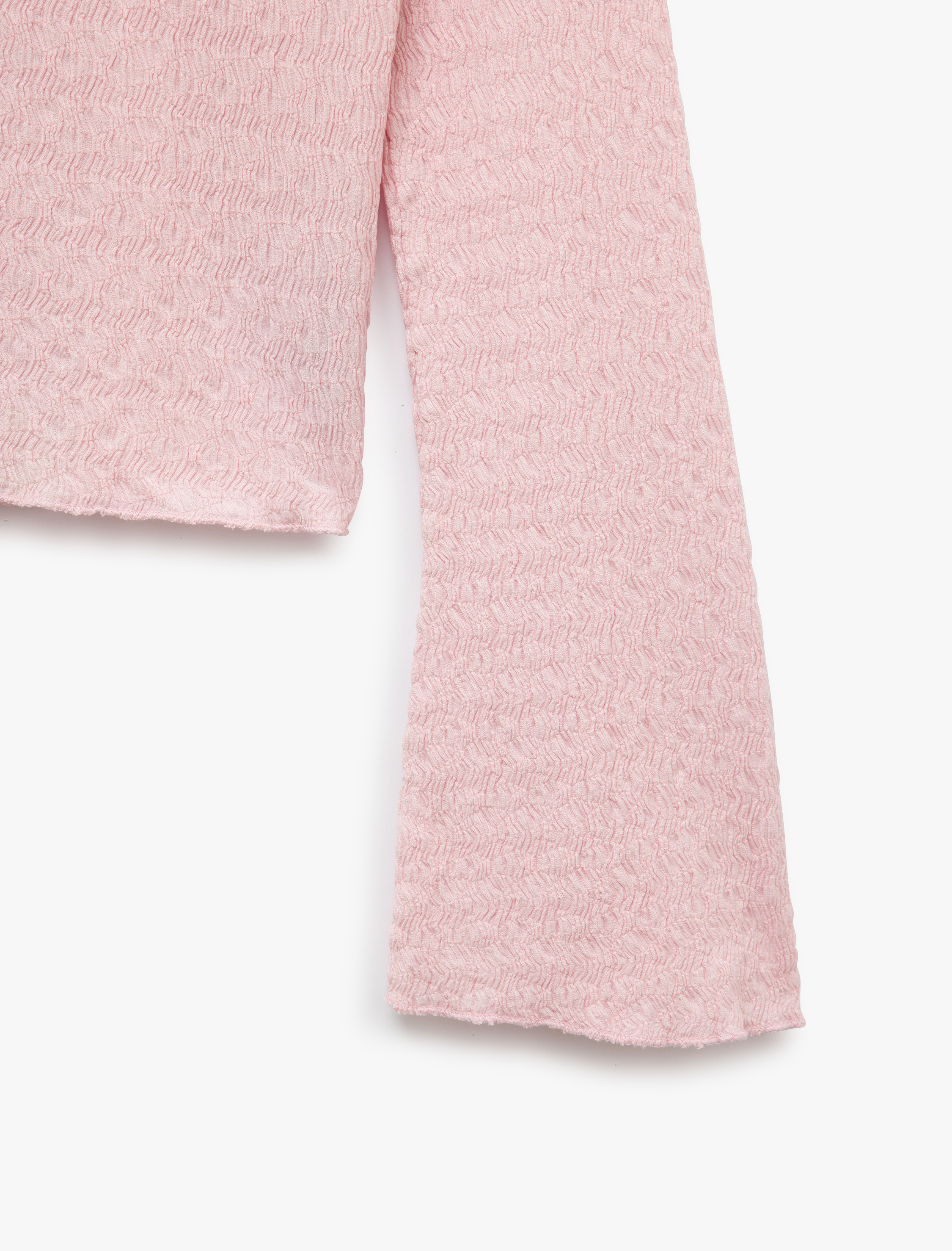   Slim Fit Uzun Kollu Dokulu Gömlek Yaka Düğmeli Tişört Bürümcük