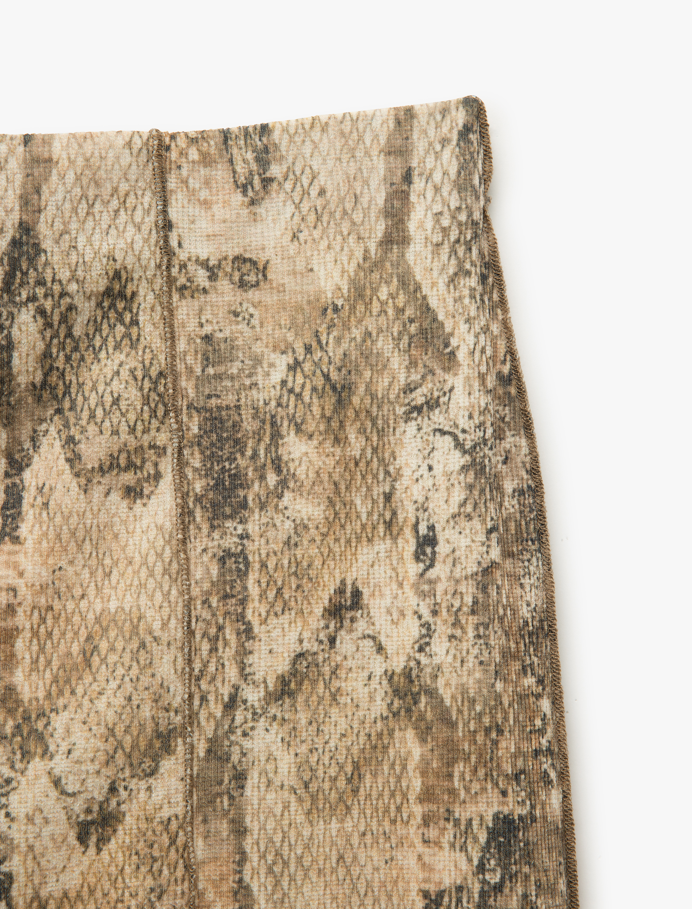   Yüksek Bel Regular Fit Yılan Desenli Midi Etek