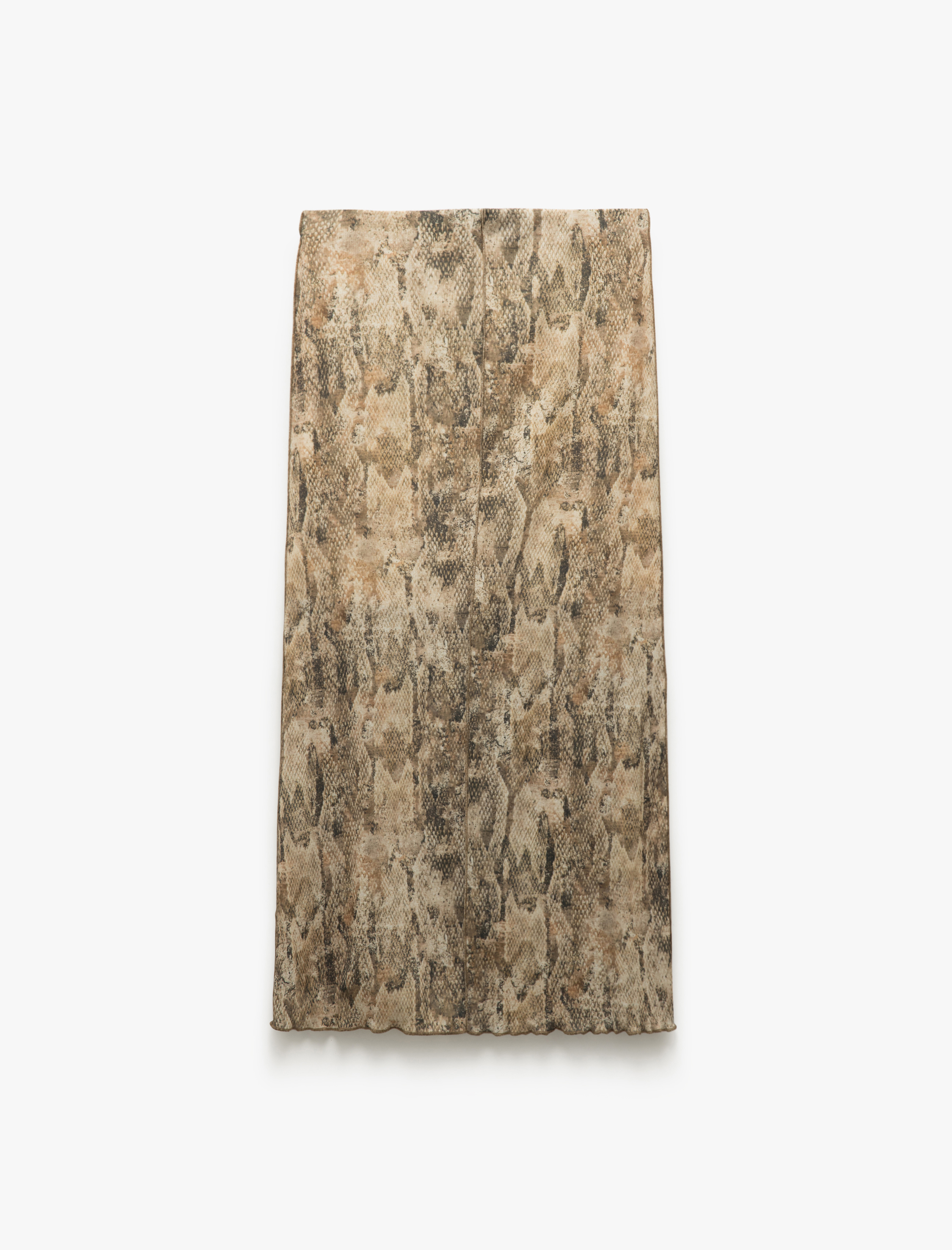   Yüksek Bel Regular Fit Yılan Desenli Midi Etek