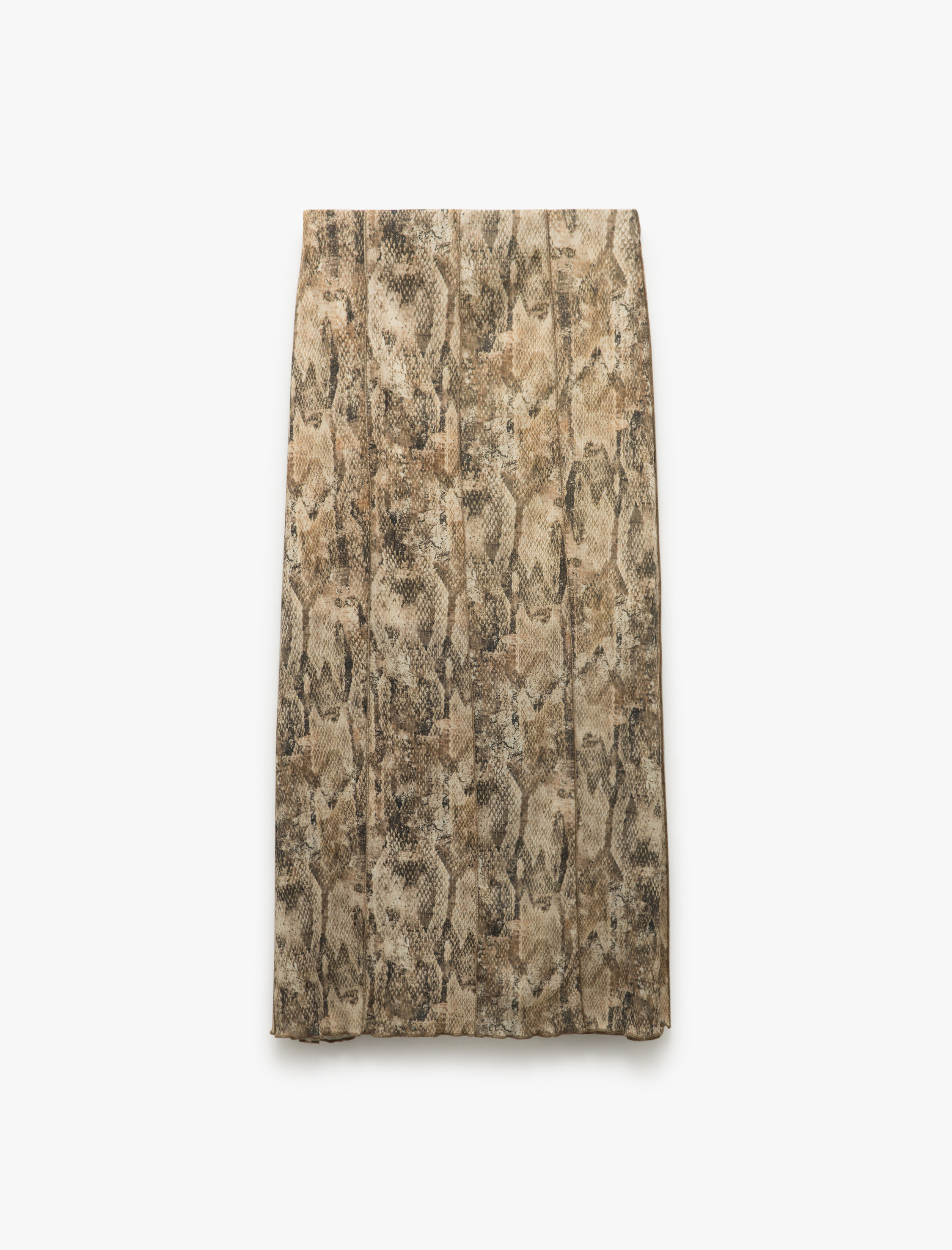   Yüksek Bel Regular Fit Yılan Desenli Midi Etek