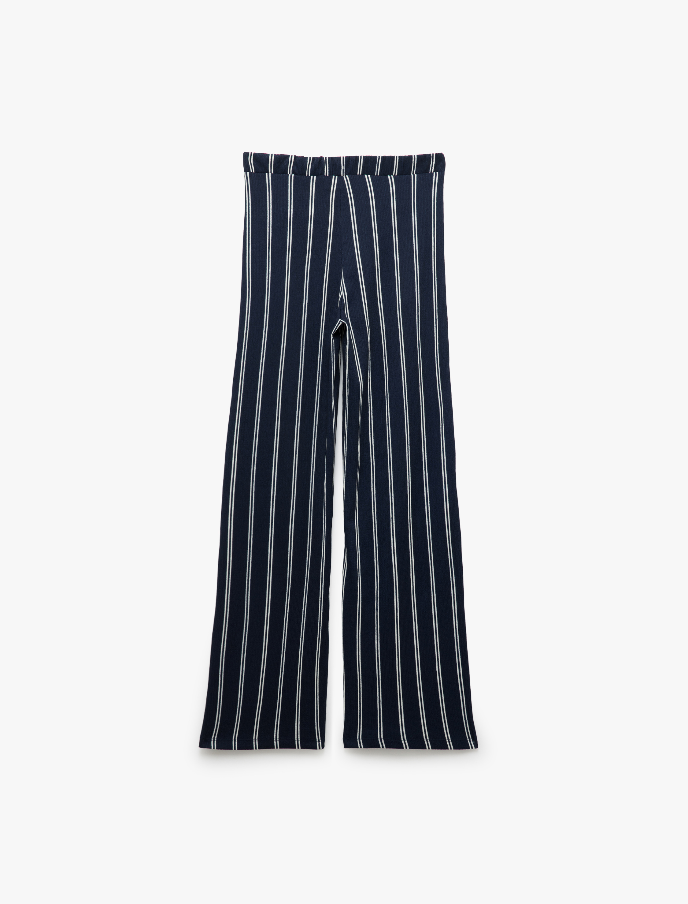   Çizgili Beli Lastikli Geniş Paça Pantolon Bürümcük