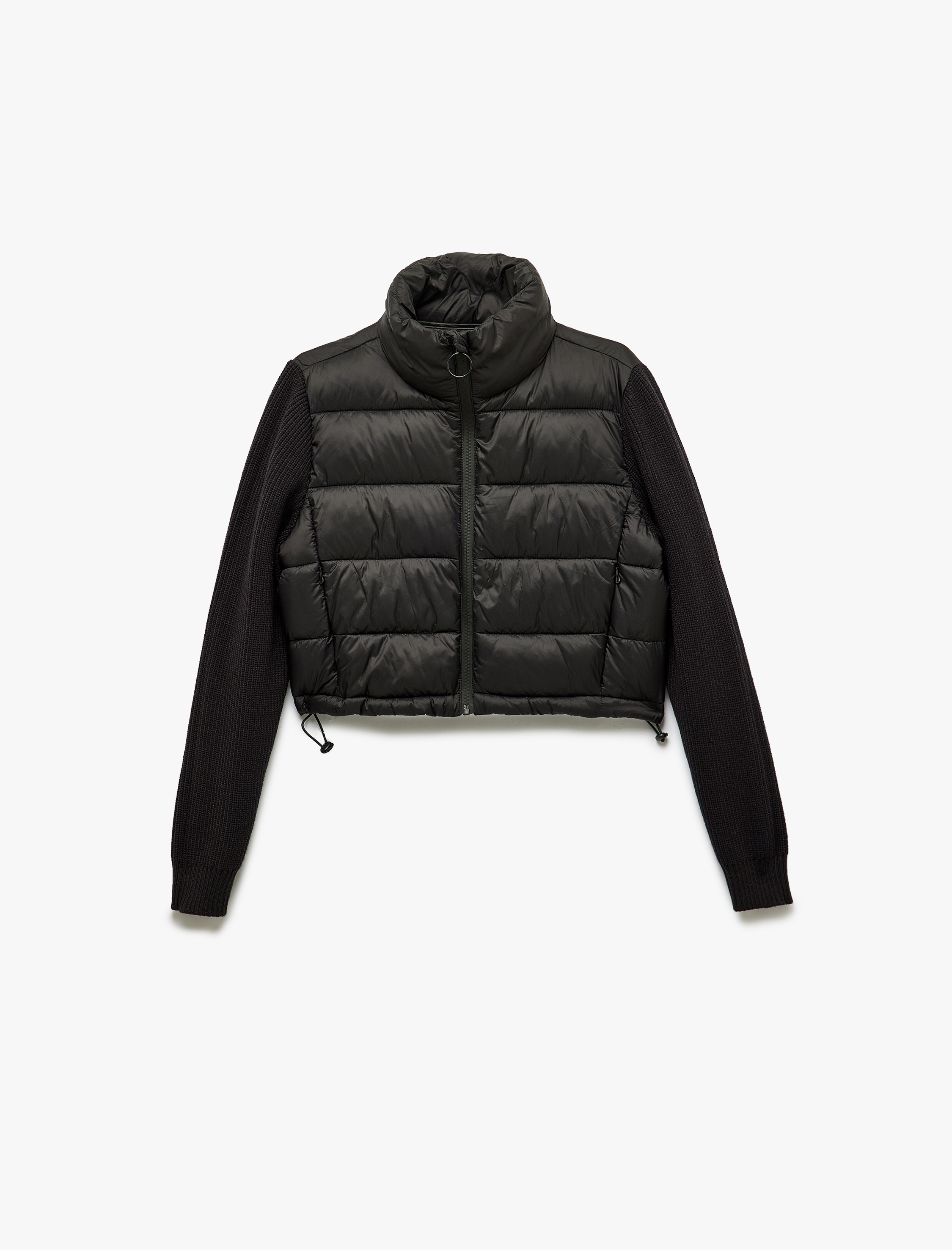   Dik Yaka Slim Fit Fermuarlı Uzun Kollu Ceket