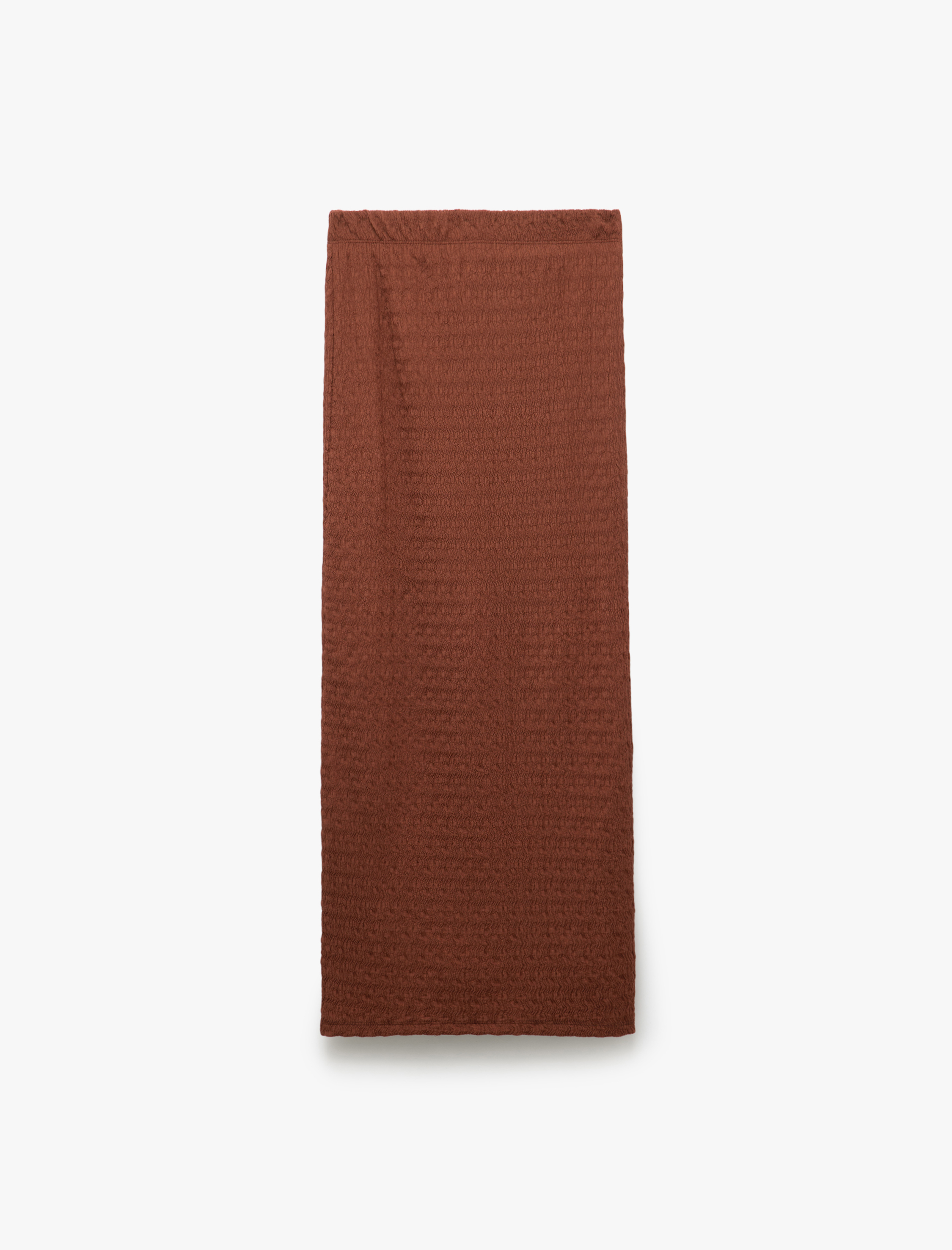 Yüksek Bel Slim Fit Yırtmaç Detaylı Astarlı Midi Kalem Etek Bürümcük