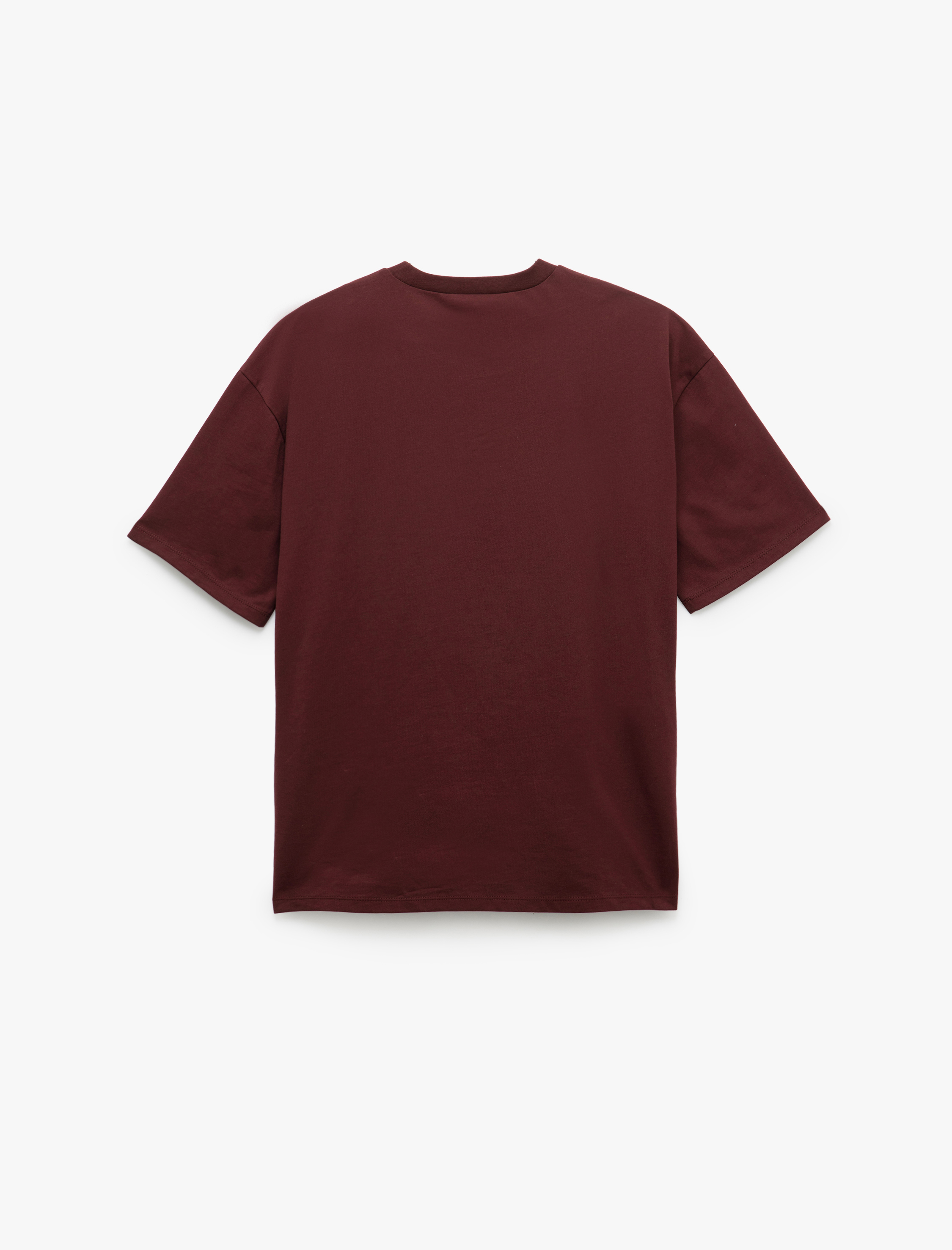   Kuru Kafa Baskılı Kısa Kollu Bisiklet Yaka Oversize Tişört