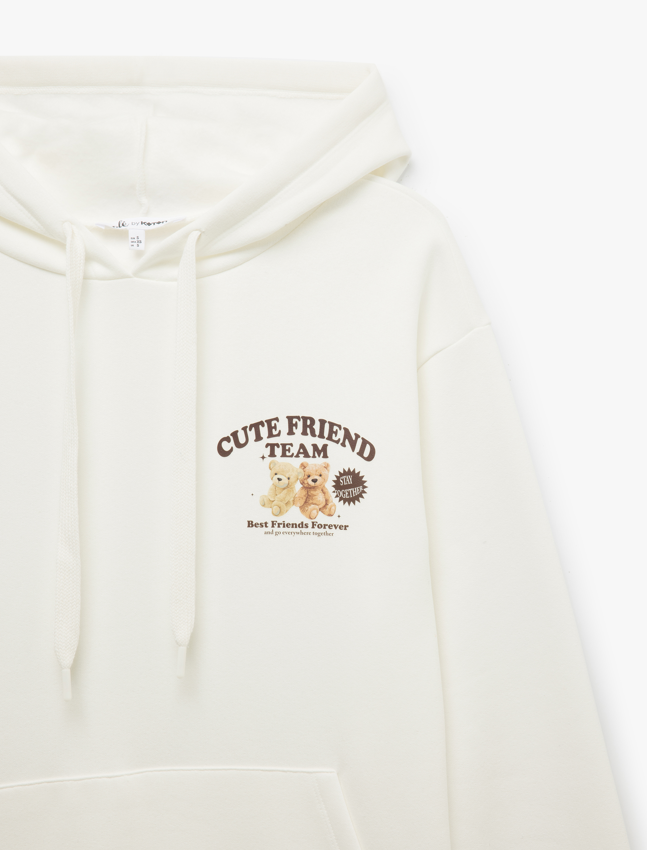   Şardonlu Kapüşonlu Kanguru Cepli Baskılı Oversize Sweatshirt