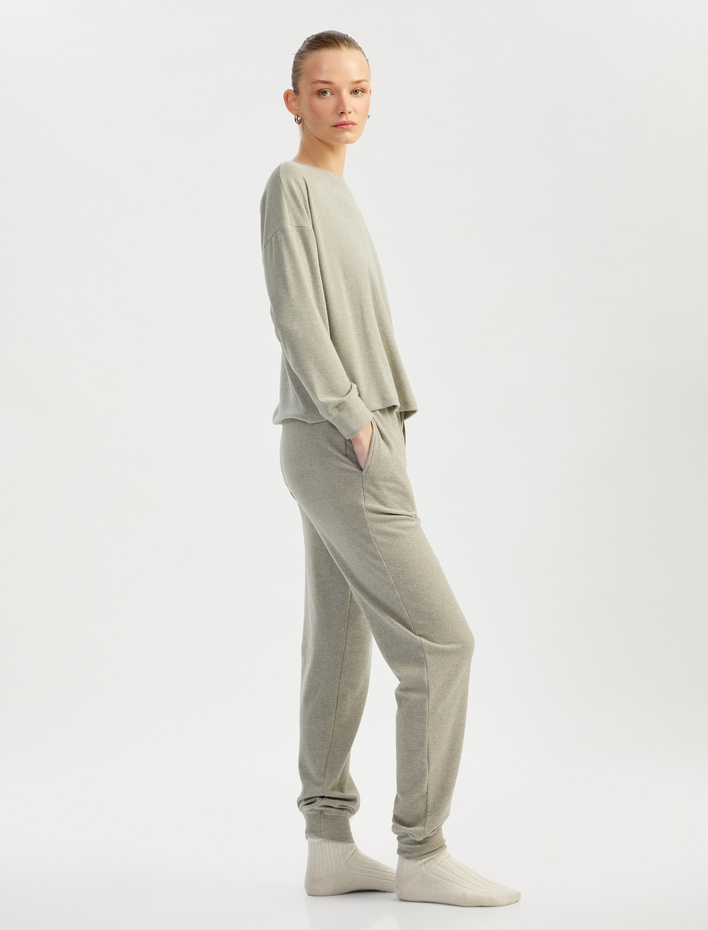  Rahat Kesim Beli Bağlamalı Yumuşak Dokulu Jogger Pijama Altı