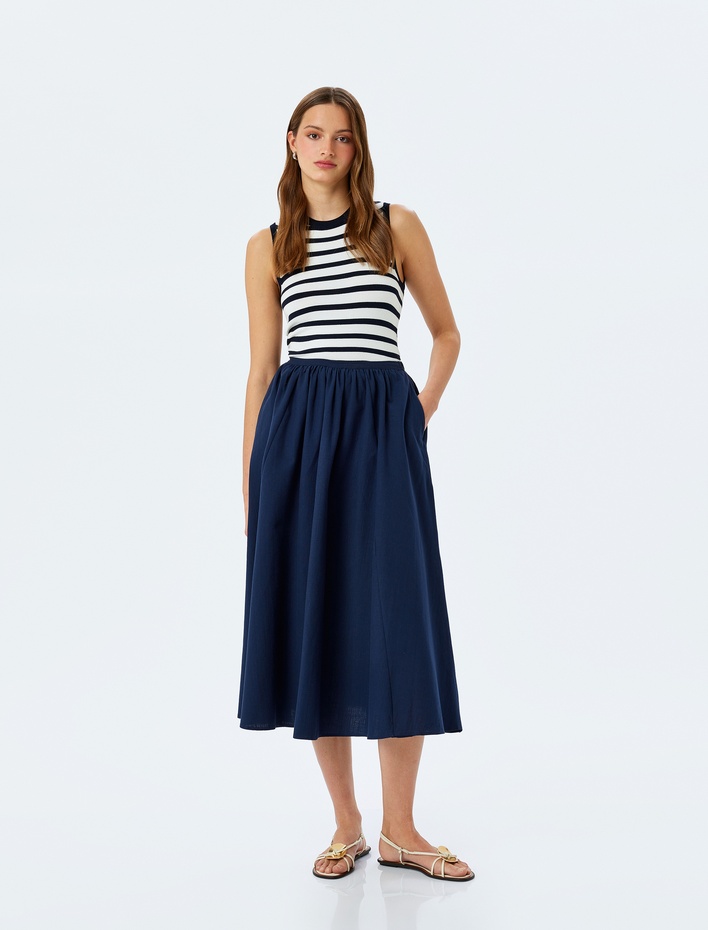  Beli Lastikli Pamuklu A Kesim Uzun Çan Etek