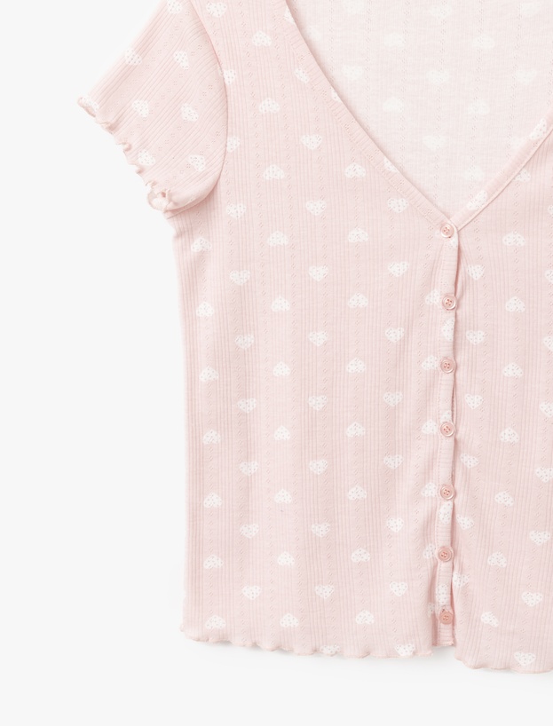 Kalpli Pamuklu Kadın Şortlu Pijama Takımı_4