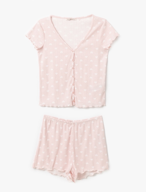 Kalpli Pamuklu Kadın Şortlu Pijama Takımı_2