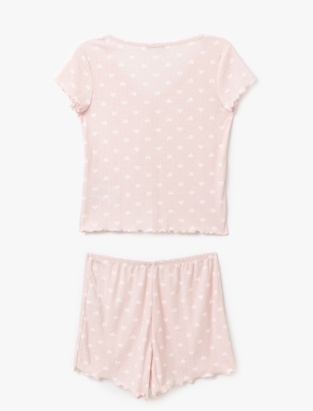 Kalpli Pamuklu Kadın Şortlu Pijama Takımı_3