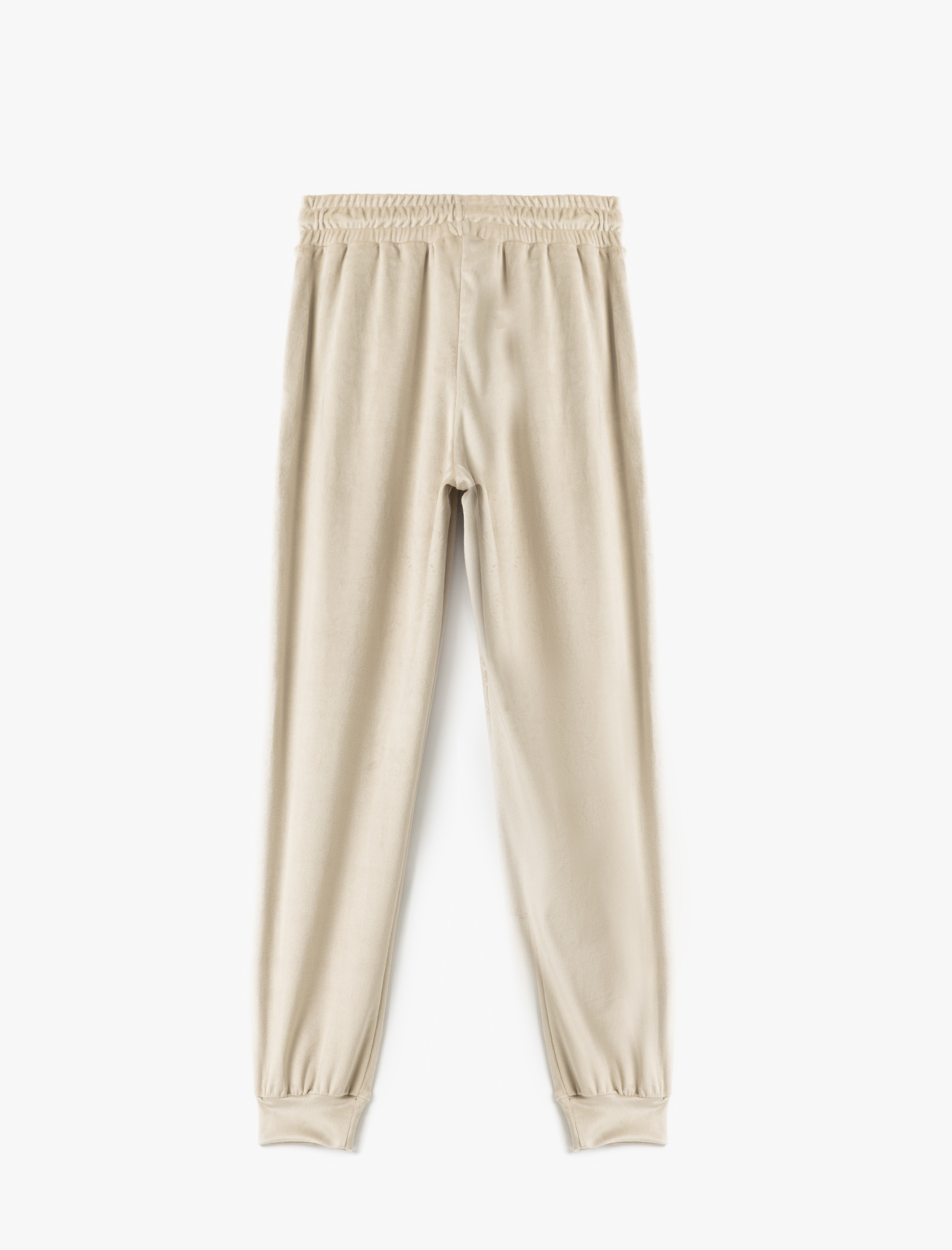   Cepli Beli Bağlamalı Jogger Kadife Pijama Altı