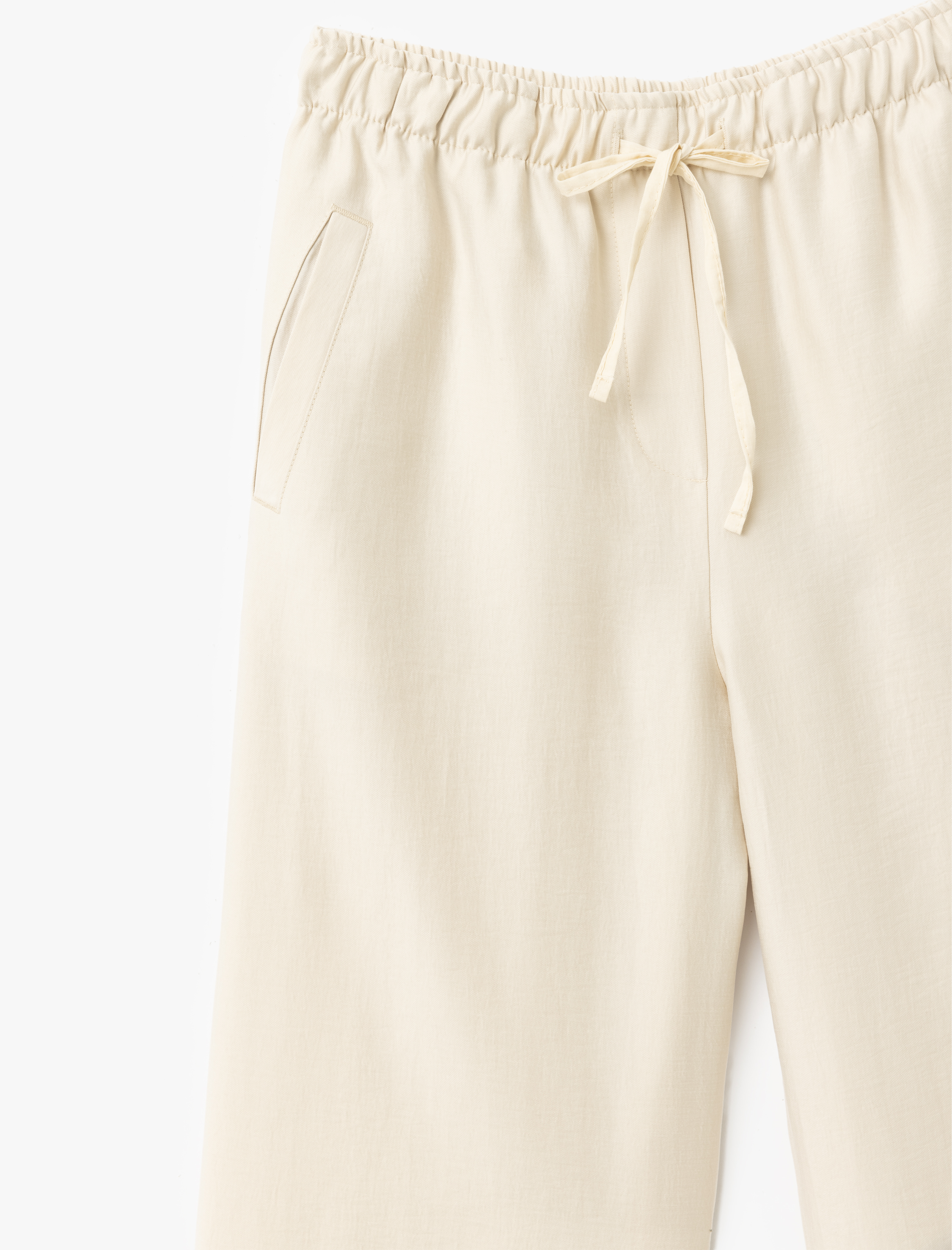   Beli Bağcıklı Cep Detaylı Geniş Paça Pantolon