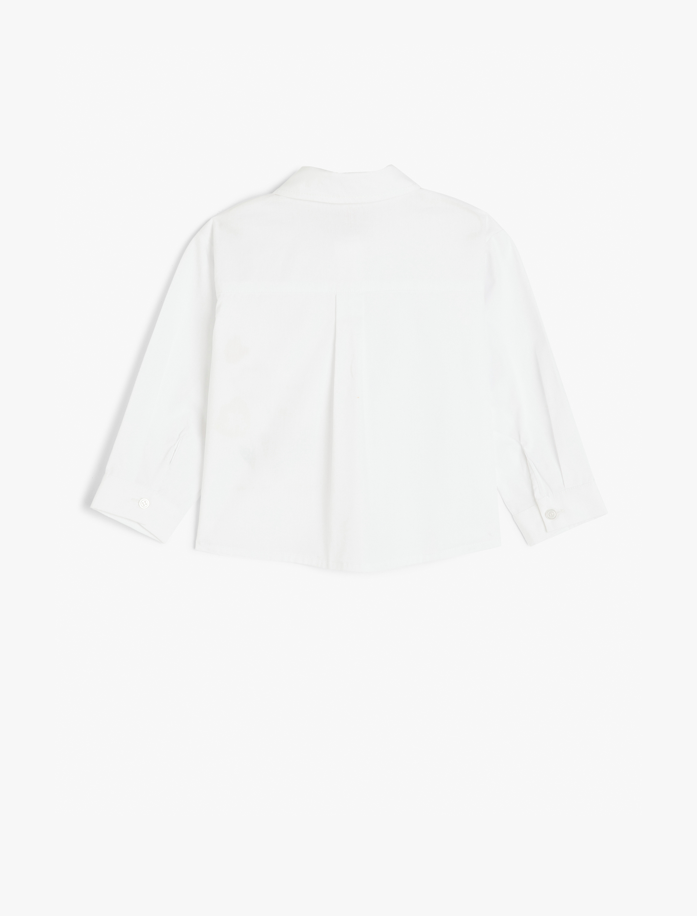  Kız Bebek Pamuklu Uzun Kollu Düğme Detaylı Crop Gömlek