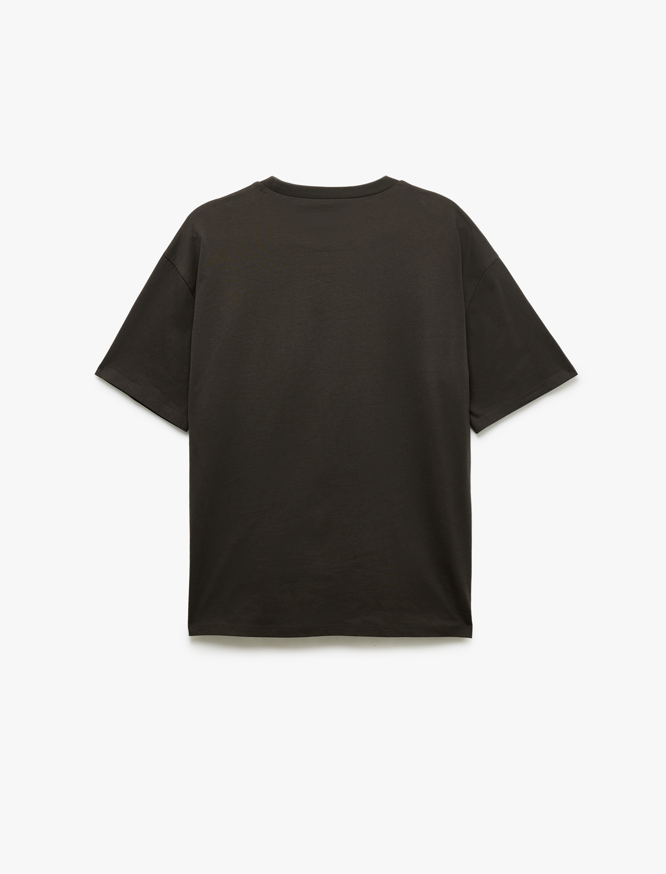   Arkası Baskılı Uzay Temalı Bisiklet Yaka Kısa Kollu Oversize Tişört