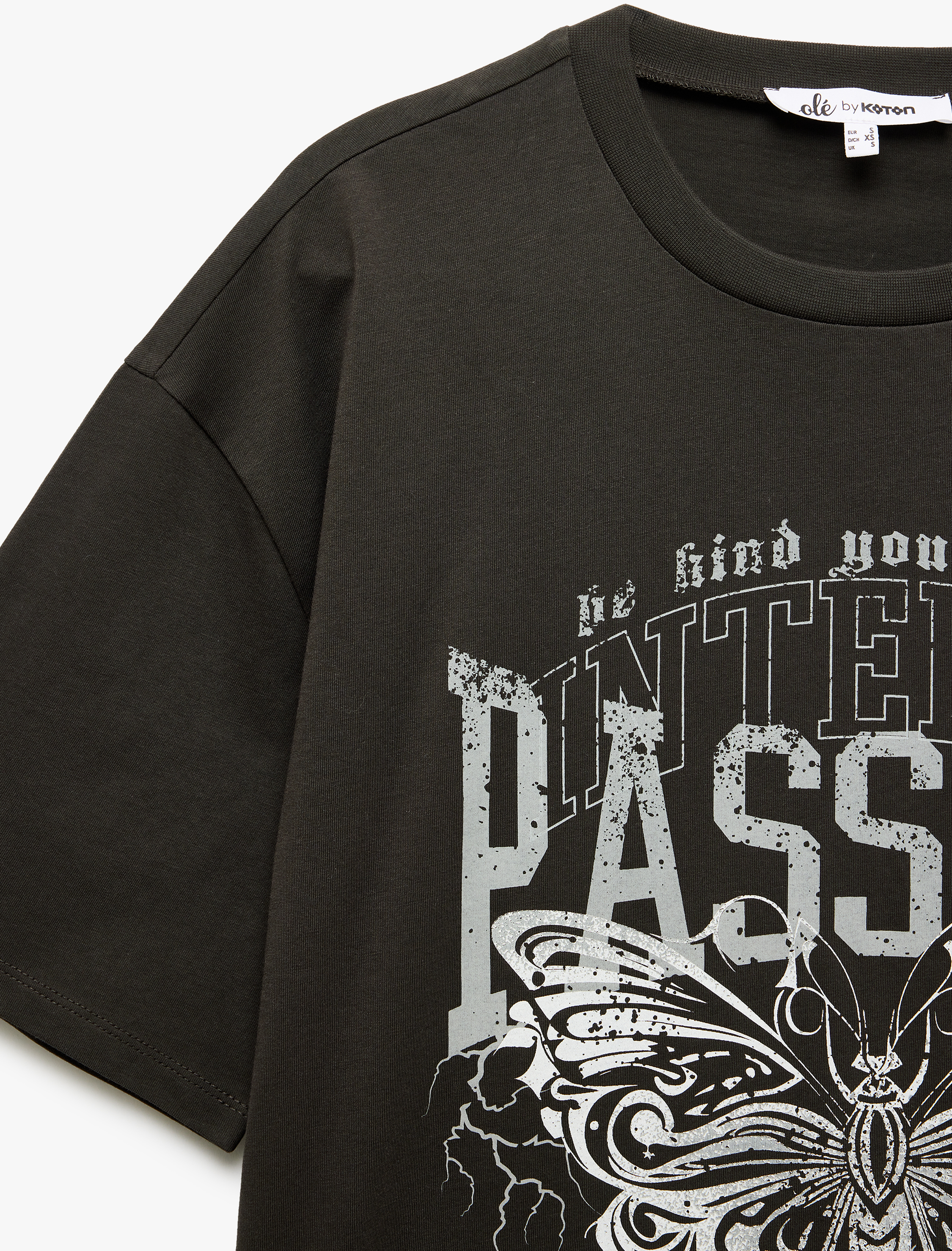   Baskılı Bisiklet Yaka Kısa Kollu Oversize Tişört