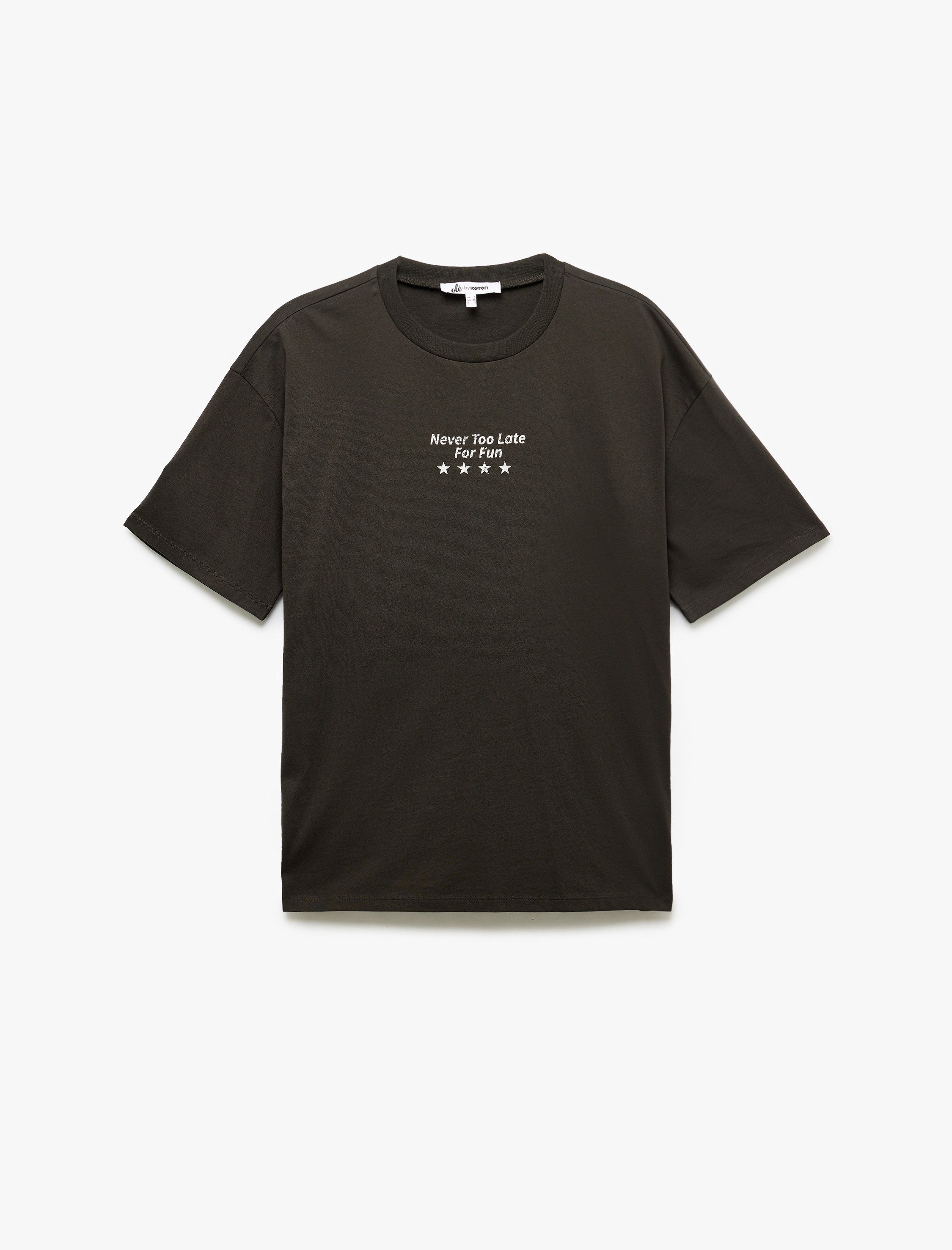   Arkası Baskılı Yıkamalı Bisiklet Yaka Kısa Kollu Oversize Tişört