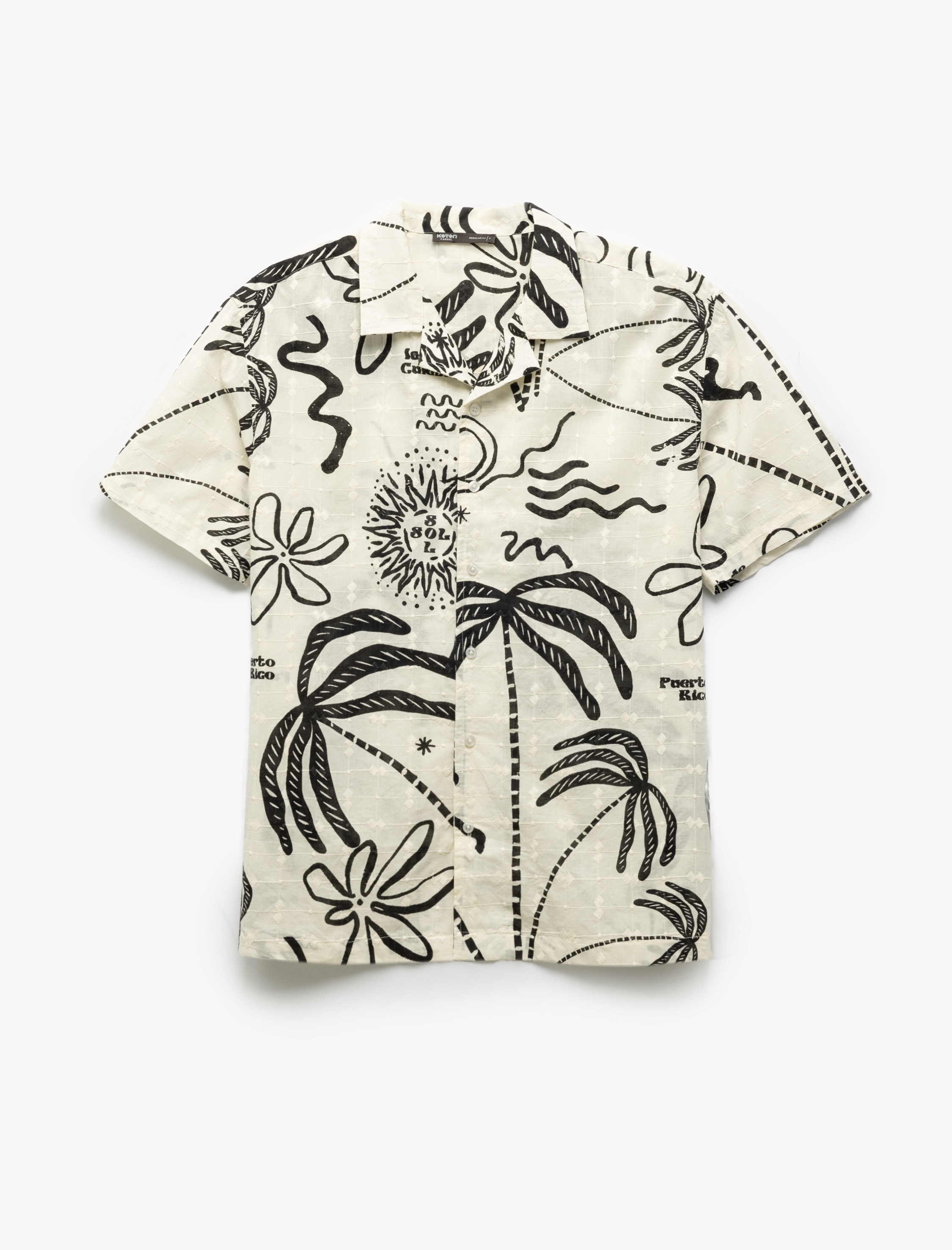 Kısa Kollu Pamuklu Nakışlı Desenli Gömlek