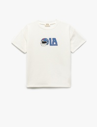 Oversize Baskılı Bisiklet Yaka Kısa Kollu Tişört