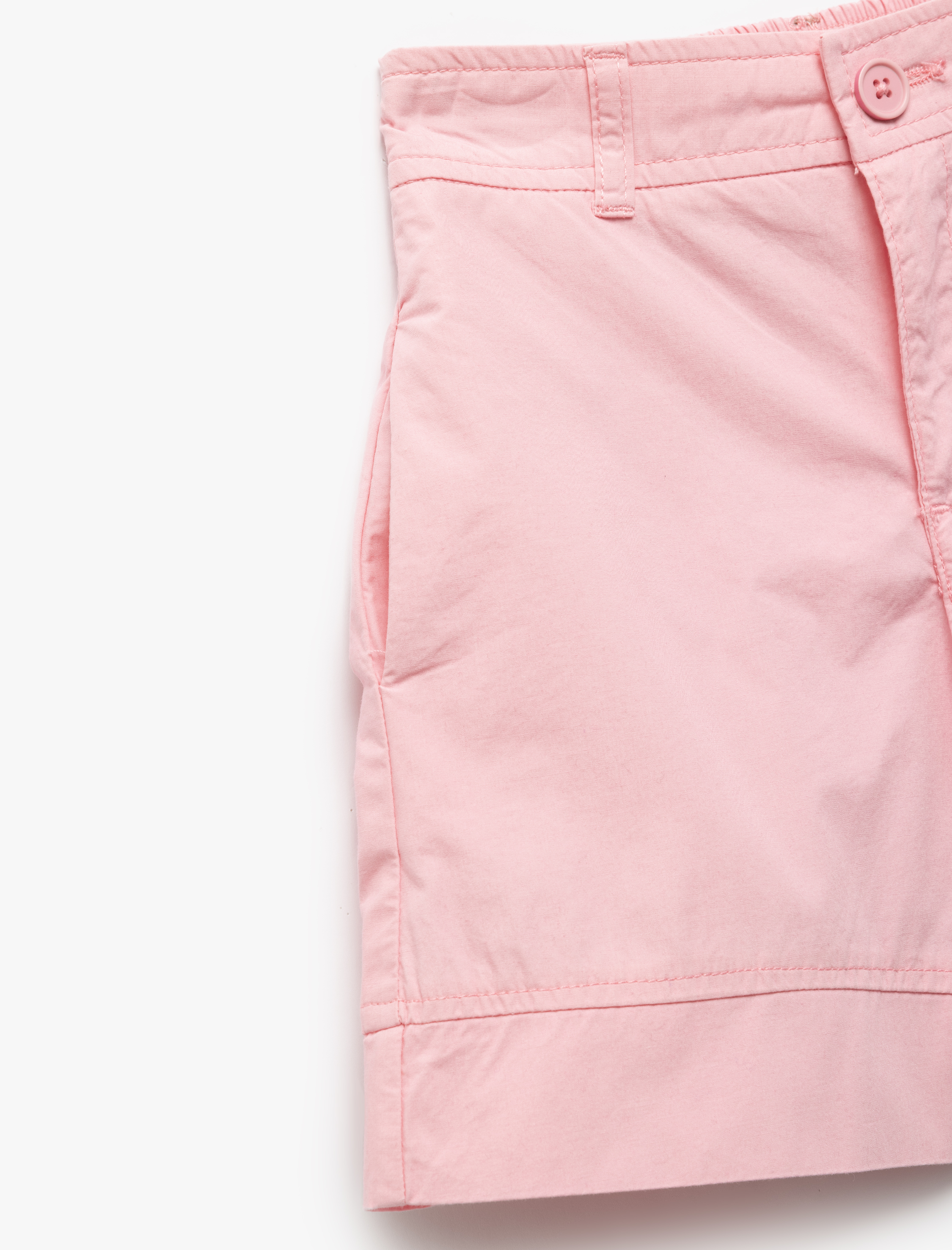  Kız Çocuk Pamuklu Cep Detaylı Düğmeli Basic Şort