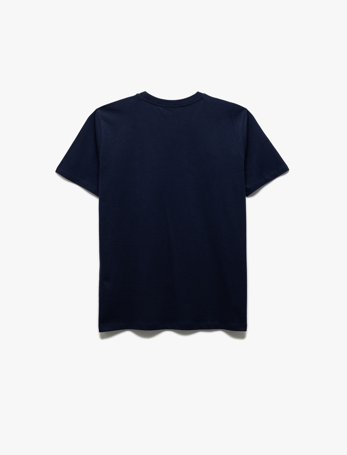  Pamuklu Kısa Kollu Bisiklet Yaka Basic Erkek Slim Fit Tişört